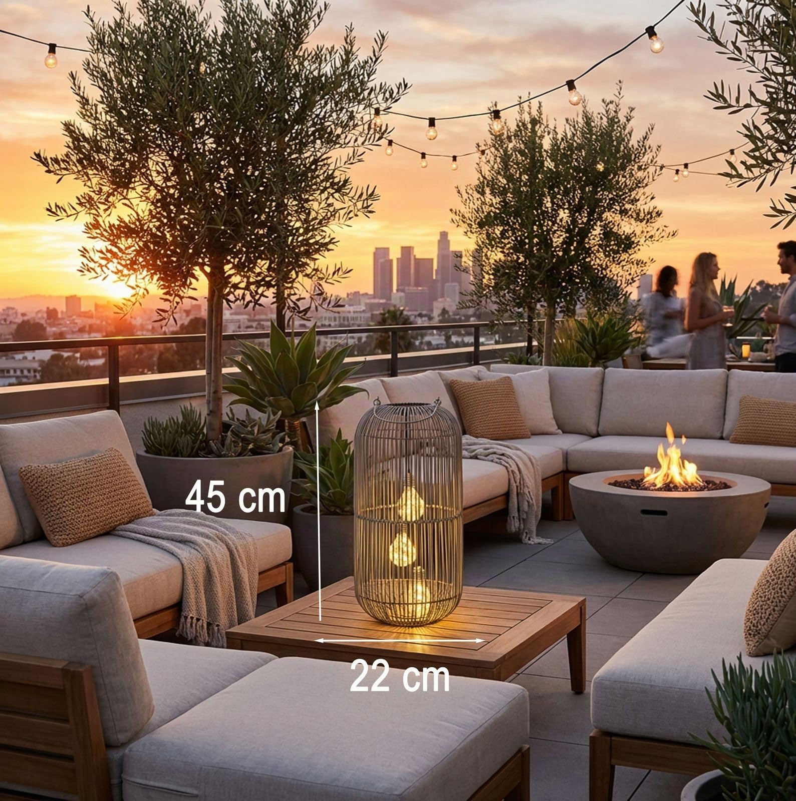 formano Solarlaterne Außen Garten Rattan-Look Laterne 3 LED Birnen 45 cm Solarleuchte mit Dämmerungssensor, IP44 wetterfest, dekorative Solarlampe für Balkon Terrasse Outdoor Beleuchtung