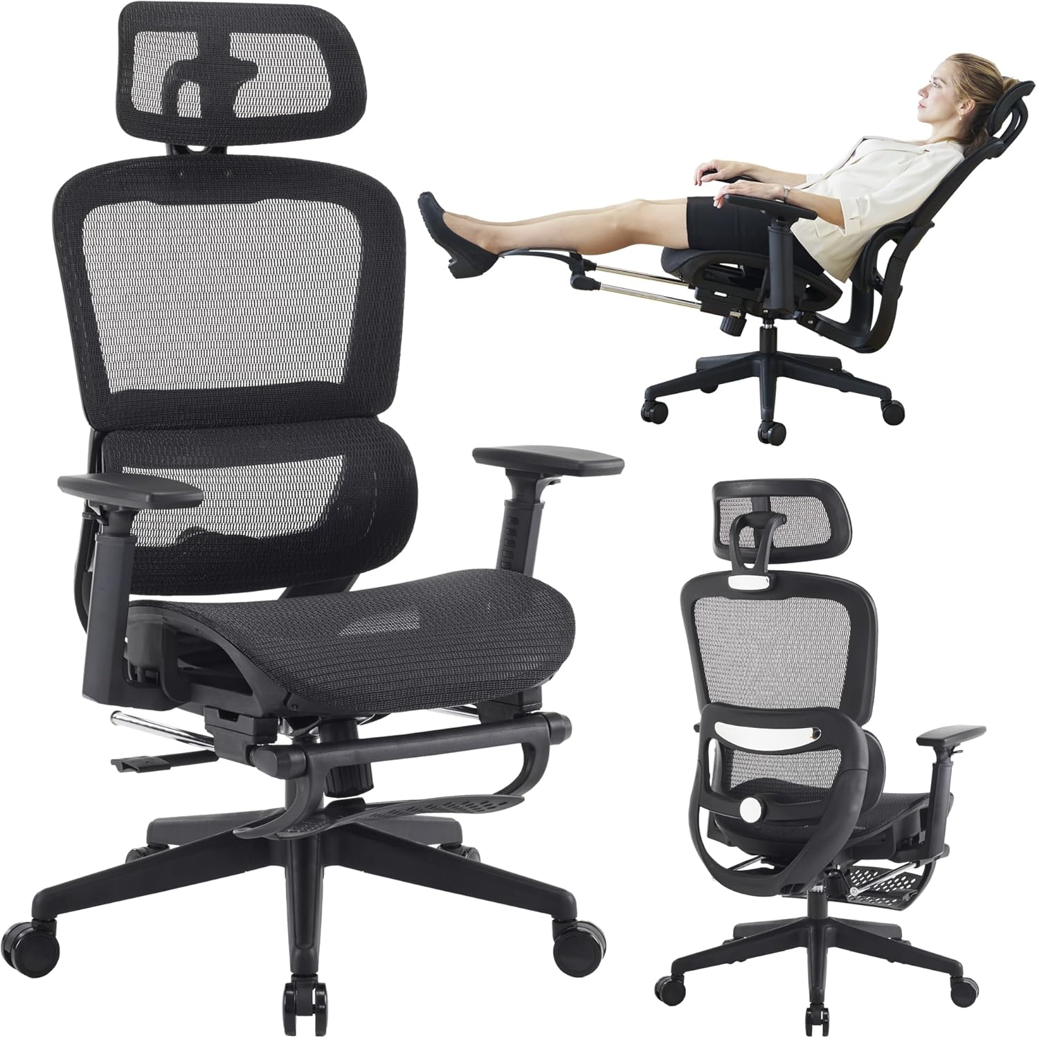 Ergonomic Office Chair, High Back Gaming Chair with Footrest,Big and Tall Home Office Desk Chair,Mesh Computer Chair with Adjustable Lumbar Support and Headrest,3D Armrests(Black) Ergonomic Office Chair, High Back Gaming Chair with Footrest,Big and Tall Home Office Desk Chair,Mesh Computer Chair with Adjustable Lumbar Support and Headrest,3D Armrests(Black)