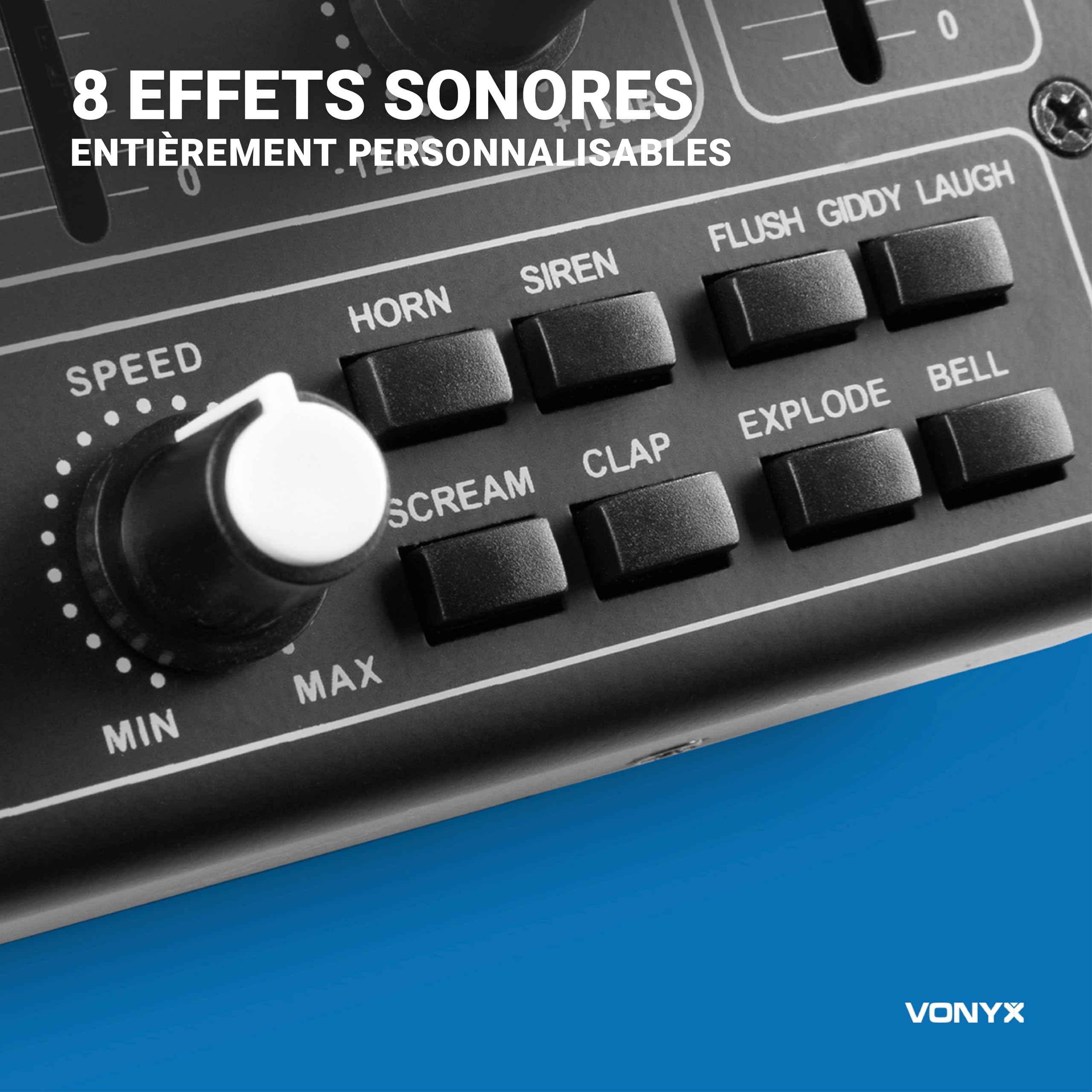 Vonyx STM2290 Table de Mixage DJ 8 Canaux, Entrée USB, Bluetooth, 8 Effets sons Individuels, Equalizer 5 Bandes, Entrée Micro et Sortie Casque, Écran LCD