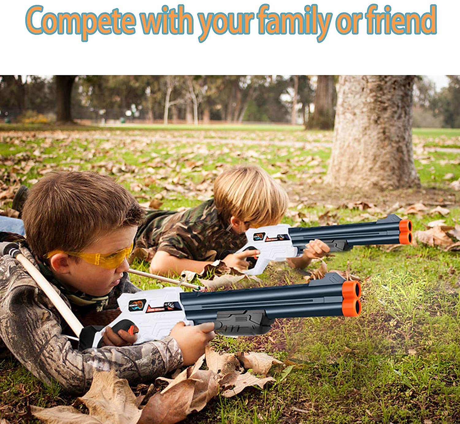 Blaster Toy Gun, Double Barrel Toy Shotgun with 6 PCS Refill Foam Darts