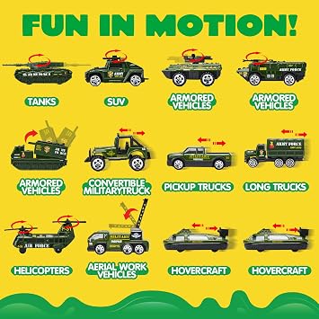 joyin 25-in-1 die-cast military truck toy set with toy soldiers army vehicle toy in transporter with lights and noises children's birthday gifts for boys aged 3 and over (green)