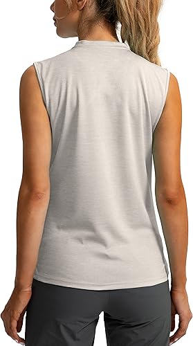 Miniatura 2 de SANTINY Camiseta de golf sin mangas para mujer, con cremallera, ligera, de secado rápido, camiseta polo para mujer