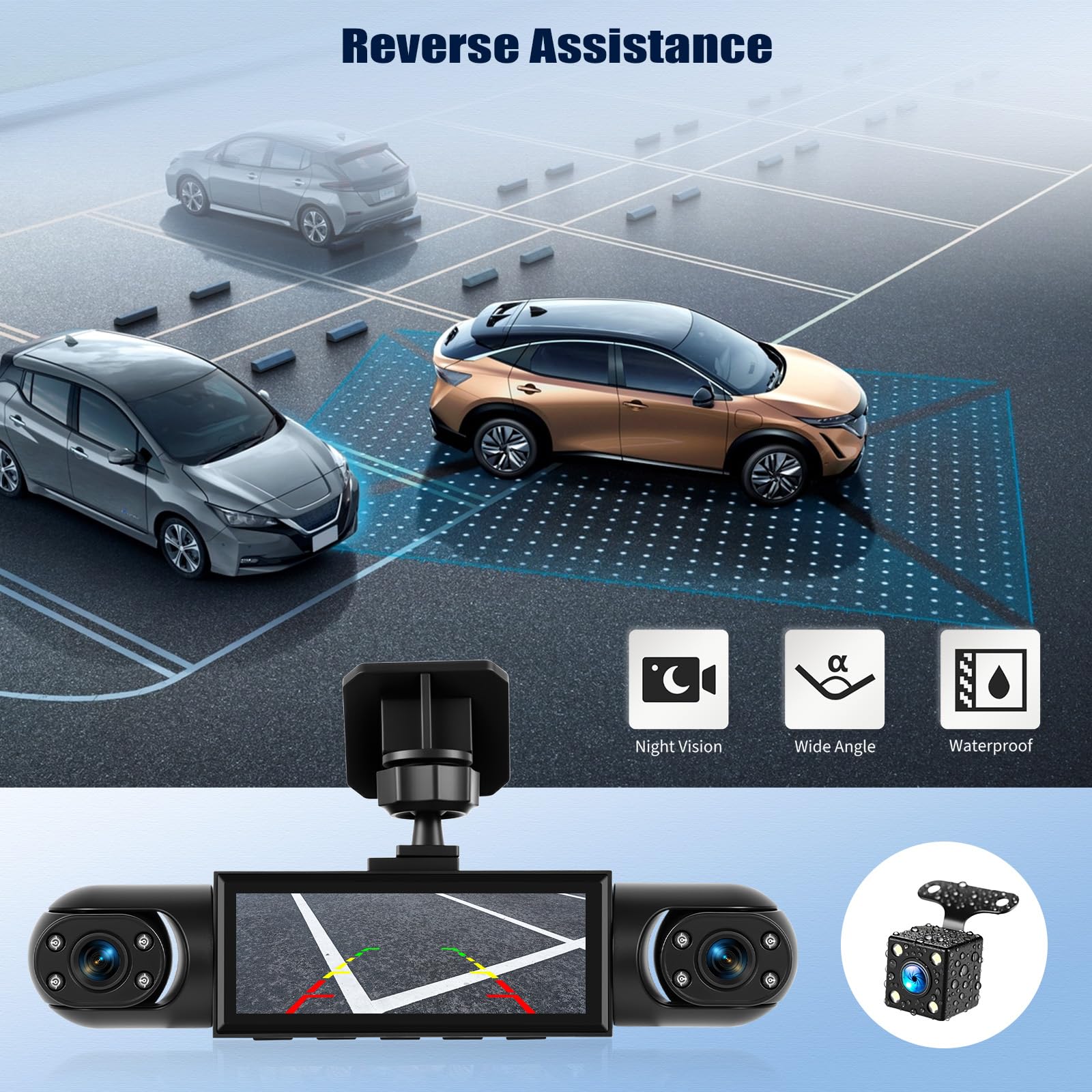 OiLiehu Cámara para Salpicadero 3,16 Pulgadas para Coches, Grabación Frontal e Interior Full HD 1080P, Lente Dual con Gran Angular 150°/G Sensor/Grabación en Bucle/Visión Nocturna