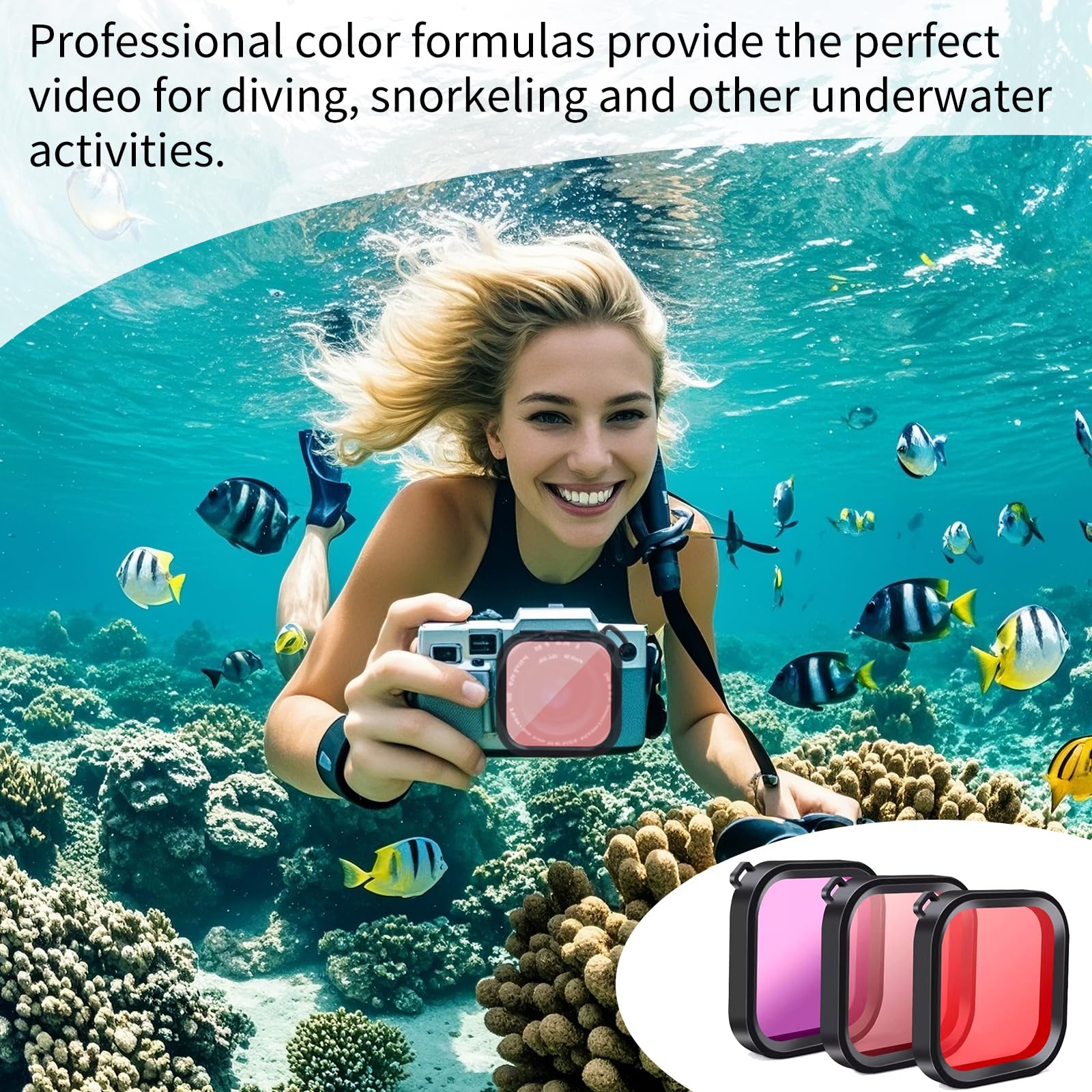 Accessoires GoPro Hero 12 - Filtre étanche, filtre de plongée et macro, pour GoPro Hero 12, en ABS et acrylique de qualité, design compact, compatible avec le boîtier étanche officiel, taill