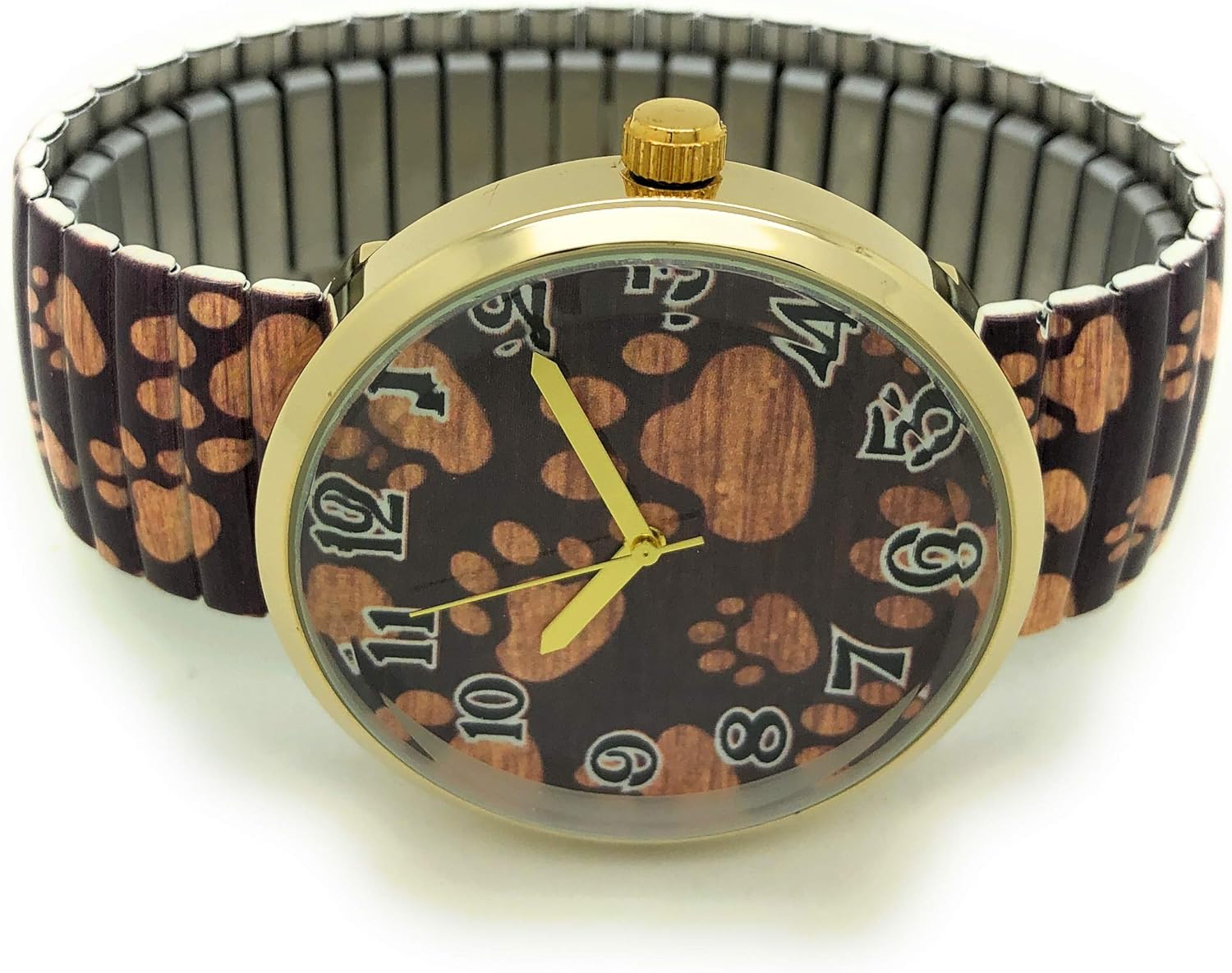 Ladies Novelty Animal Dog Elegant Stretch Elastic Band Analog Quartz Fashion Watch (Paws Purple)