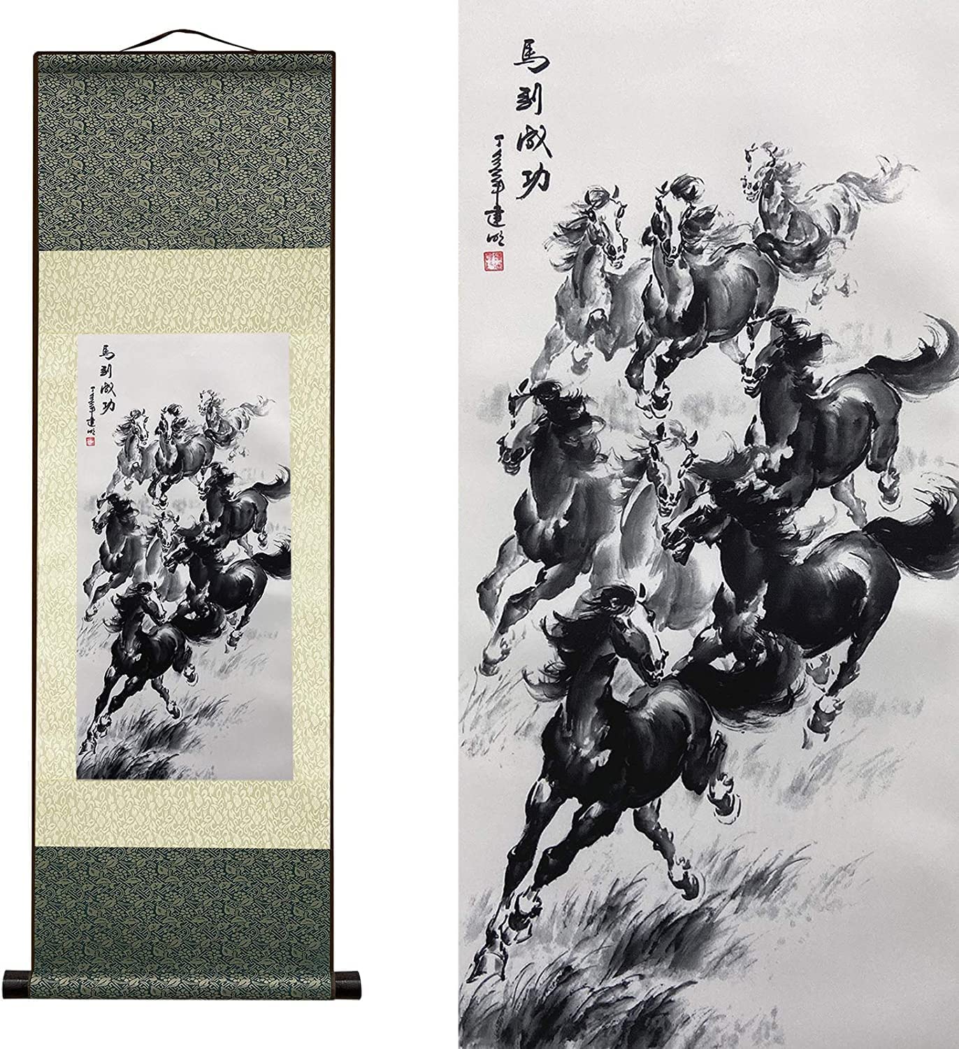 Vrfvsdasaas F2 Chinese Wall Art, Chinese Wall Art Scroll Painting,Silk Scrollg Summer Autumn Winter Landscape Beaut(F2)
