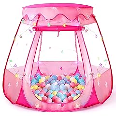 Pop Up Princess Tent with Colorful Star Lights for 1 2 3 Year Old Birthday Gift, 12-18 Months Baby Girl Toys, Foldable Ball Pit with Carrying Bag, Indoor&Outdoor Play Tent for Kids