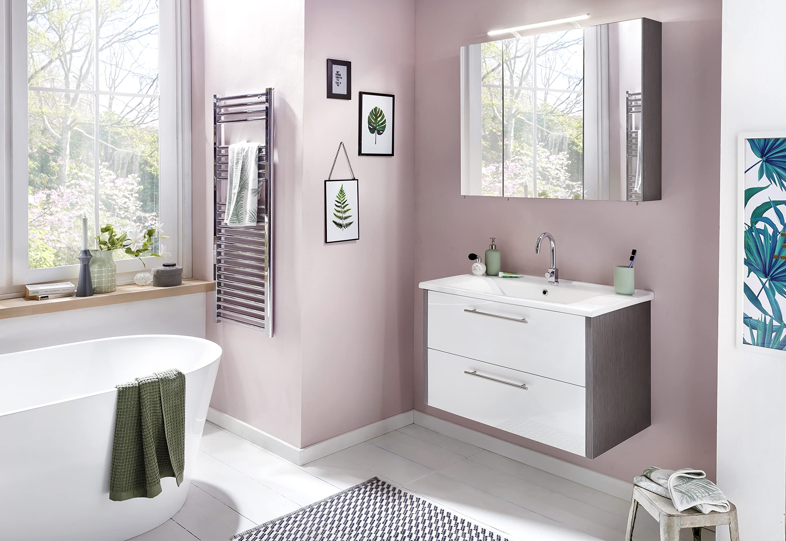 Schildmeyer 144571 Trient Armoire À Miroir, Gris Cendré, 90 x 16 x 75 cm