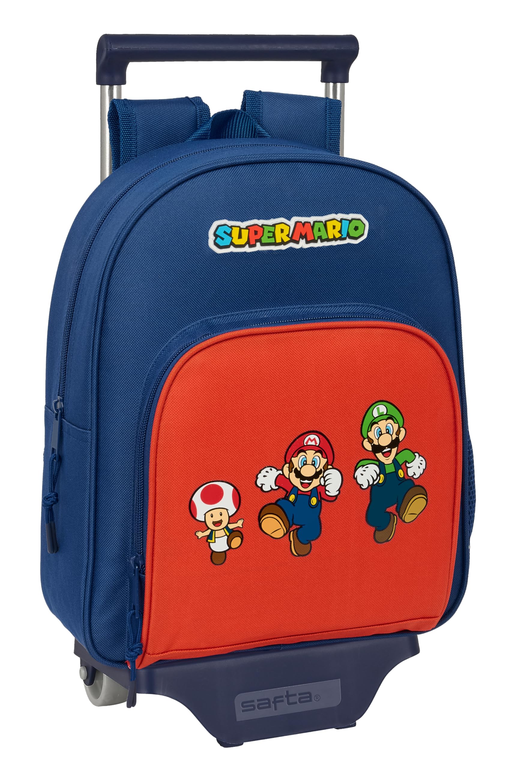 Super Mario Mamma MIA – Children's Backpack with Trolley SAFTA 705, Ideal for Children of Different Ages, Comfortable and Versatile, Quality and Resistance, 28 x 10 x 34 cm