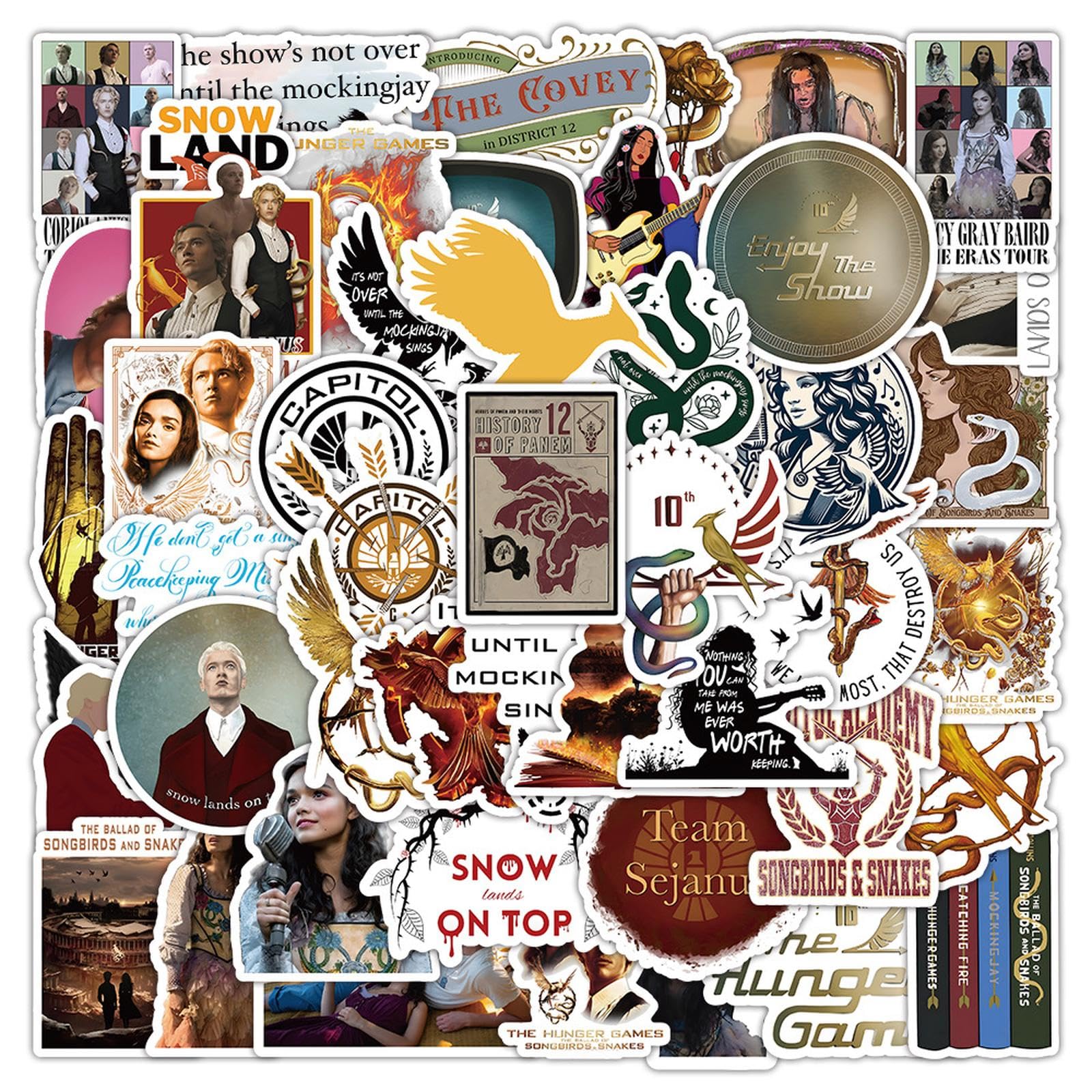 GYXRAT 60pcs The Ballad of Songbirds & Snakes Stickers, Cool Trendy Movie Vinyl Stickers for Teens Adults Laptop Water Bottles Scrapbook Skateboard Car Bicycle Motorcycle Bumper