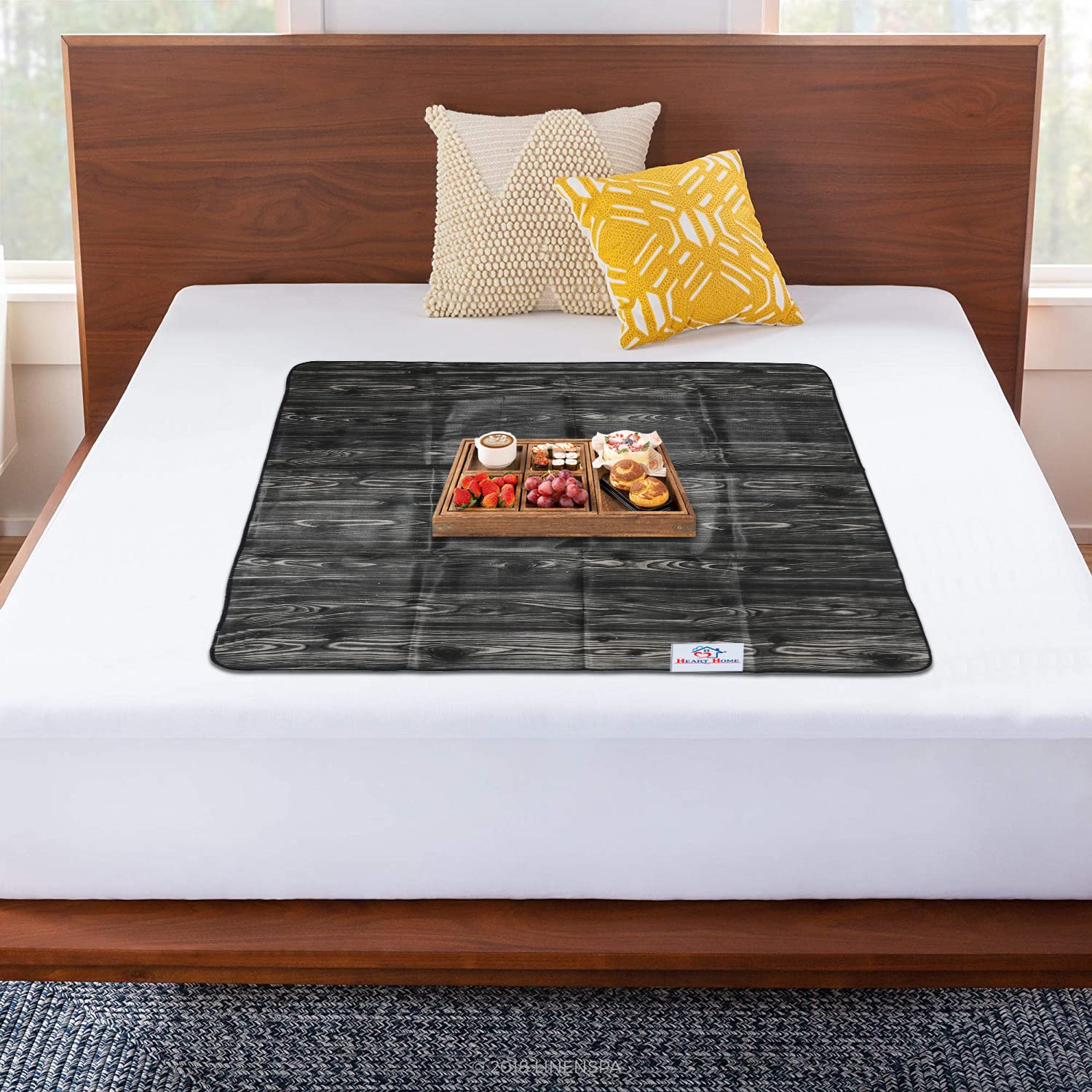 Heart Home PVC Wooden Print Both Sided Bed Server Food Mat, Bedsheet Protector for Home 36"x36" (Black) 54HH4341. (B0B5371KDK) Amazon Price History, Amazon Price Tracker