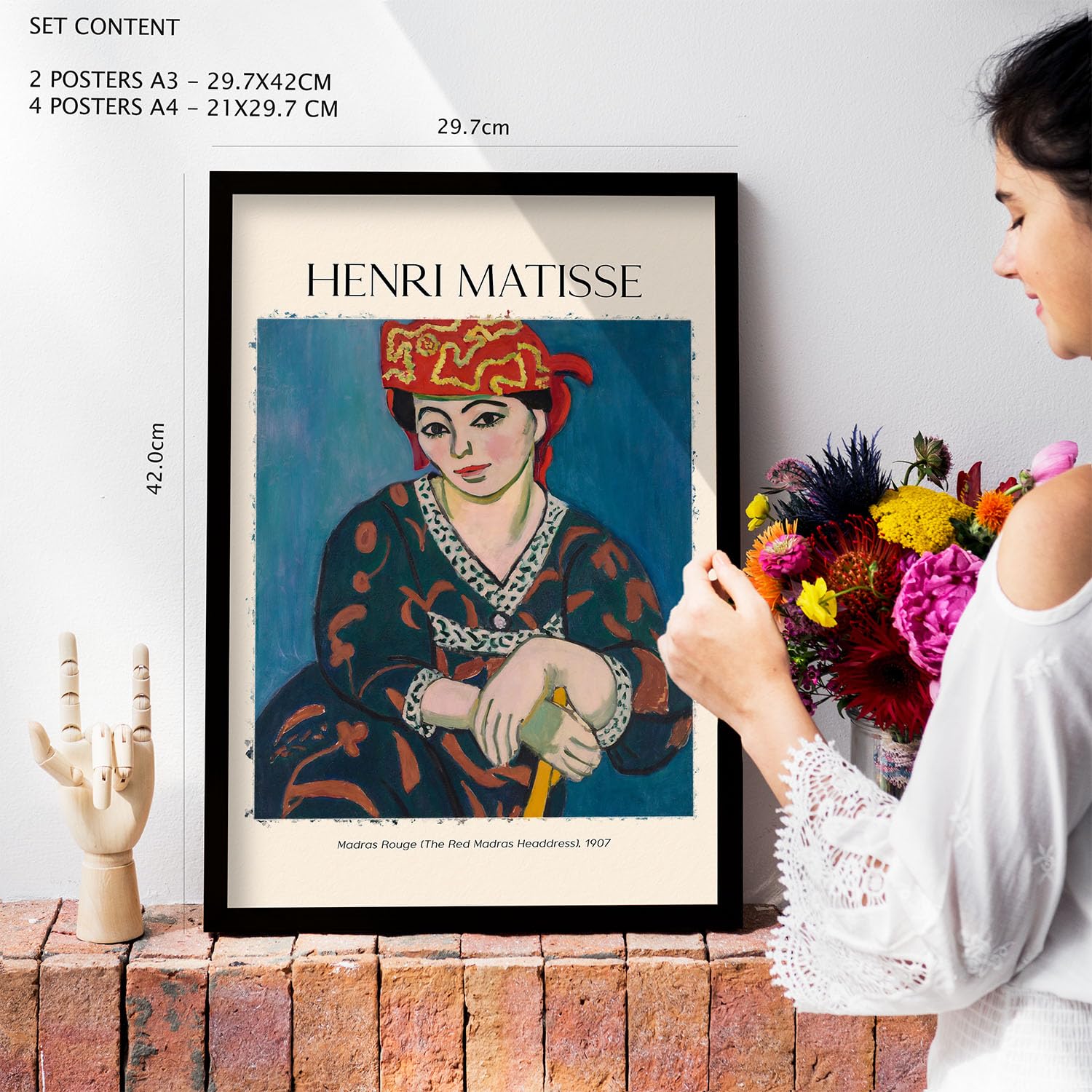 Nacnic Poster set di 6 Henri Matisse Collezione di opere d'arte, Quadri decorativi per il tuo salotto, camera da letto, casa. Stampe d'arte da parete. A4 and A3 with White Frames