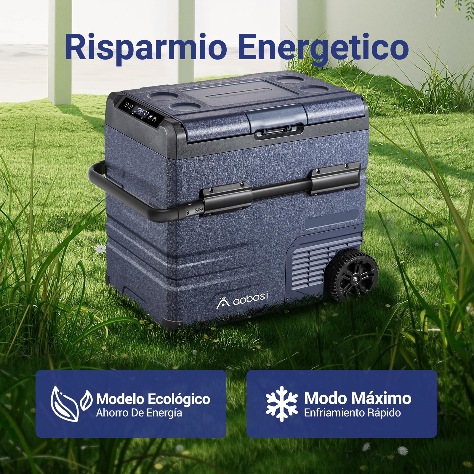 AAOBOSI Frigo Portatile, Frigo Per Auto Doppia Zona, Frigorifero da Viaggio con WiFi, -20 ℃ a 20℃, 12/24V DC e 100/240V AC,Per Auto, Camion, Camper, Barca e Presa Di Corrente