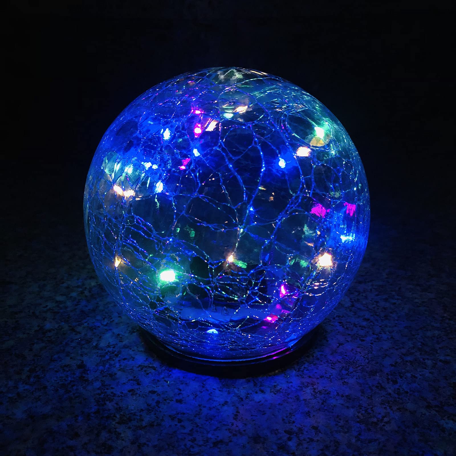 Riaxuebiy Solar Crackle Glass Ball Ground Lights,Solar Power Pathway Lights, Fairy Lights Outdoor,Mood Lawn Light,Auto On/Off Night Lamp for Garden, Home, Party, Gazebo, Patio (Colorful, Big)