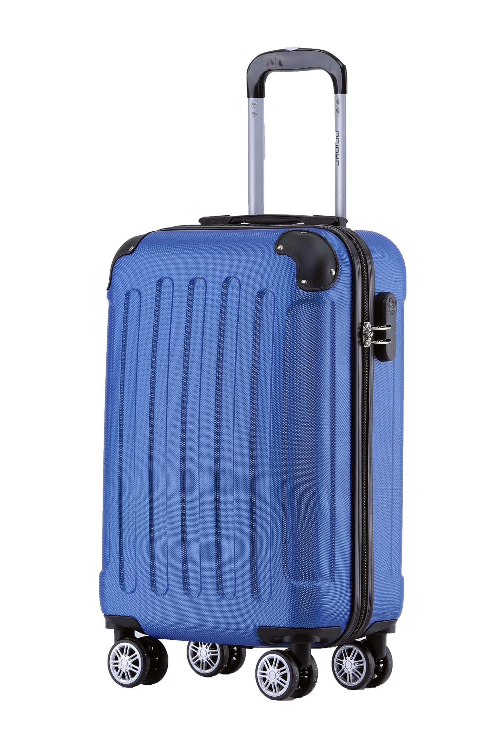 BEIBYE Handgepäck Koffer M 55 cm – kabinentauglich, Reisekoffer, leicht, Hartschale ABS, 360° Doppelrollen, Zahlenschloss, Blau