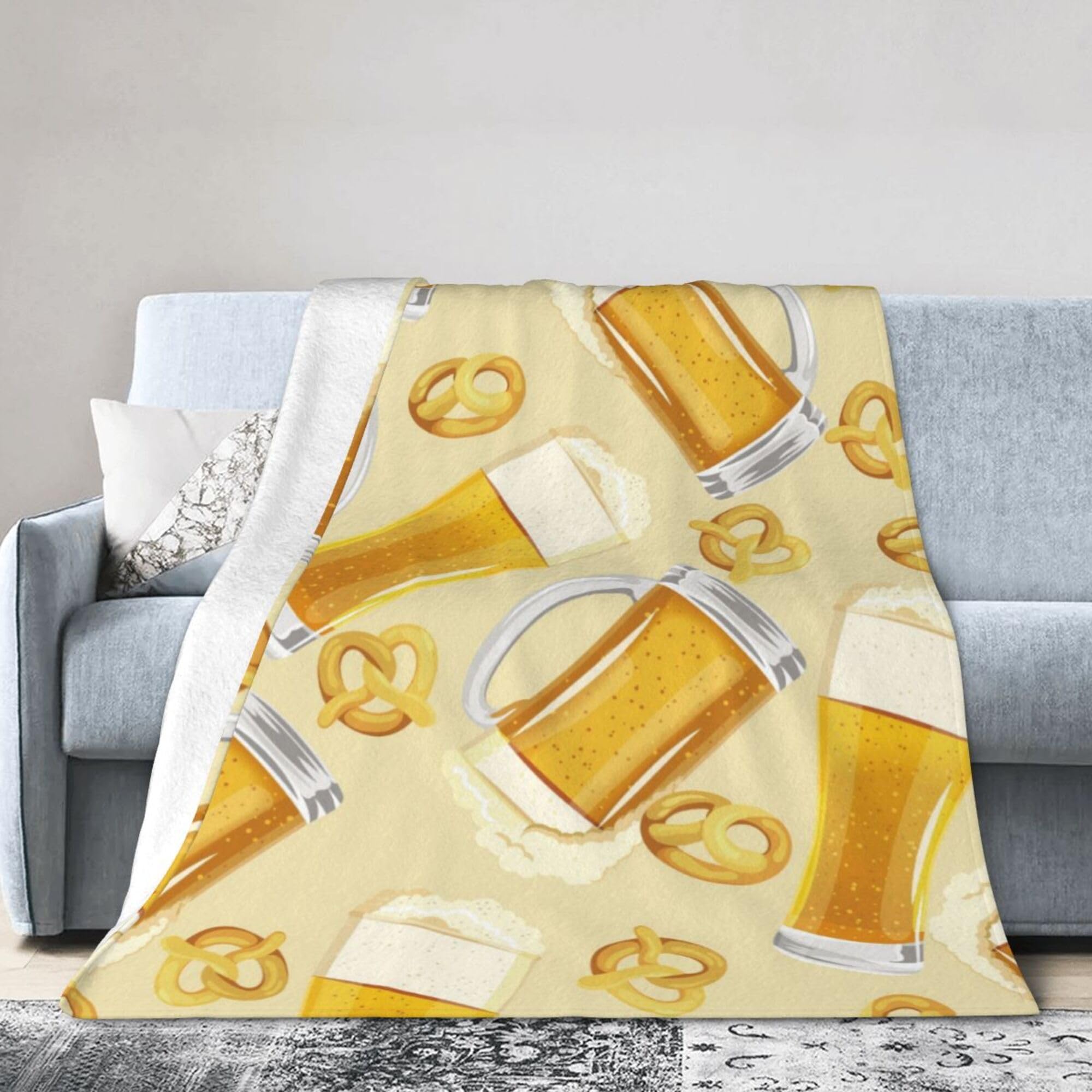 Melbrakin Black Seamless Beer Blanket Super Soft Flannel Blanket Comfy Cozy Throw Blanket Couch Lightweight Blankets For Living Room Bedroom 60"X50"