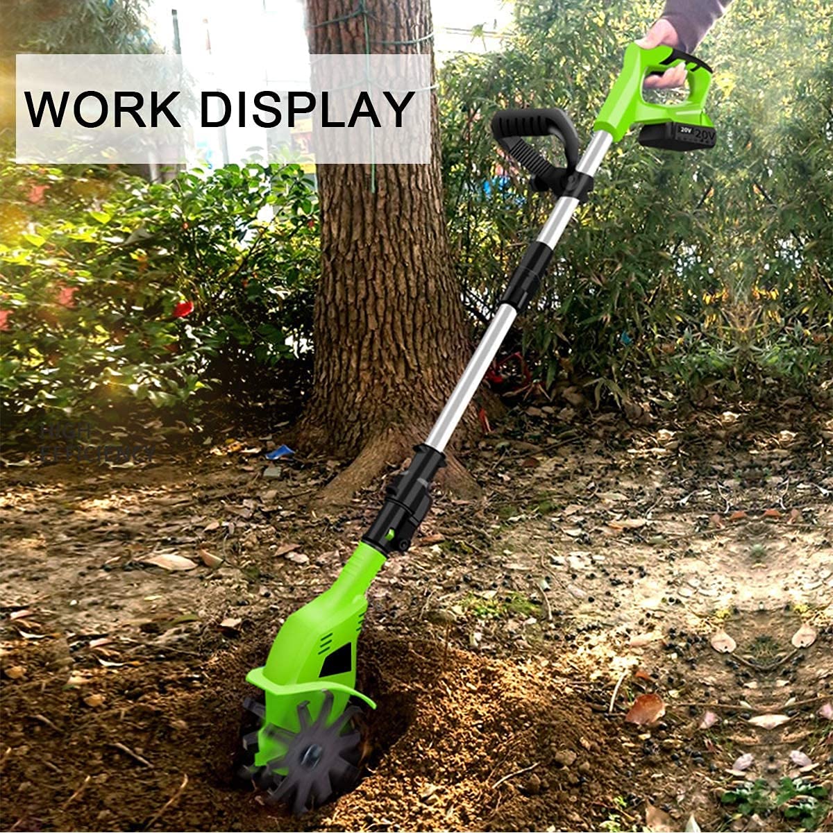 Motoculteur de Jardin, motoculteur électrique, poignée réglable, motoculteur Bon marché 20 V, Largeur de Travail 10 cm, Profondeur 25 cm, Lames rotatives en Acier Inoxydable