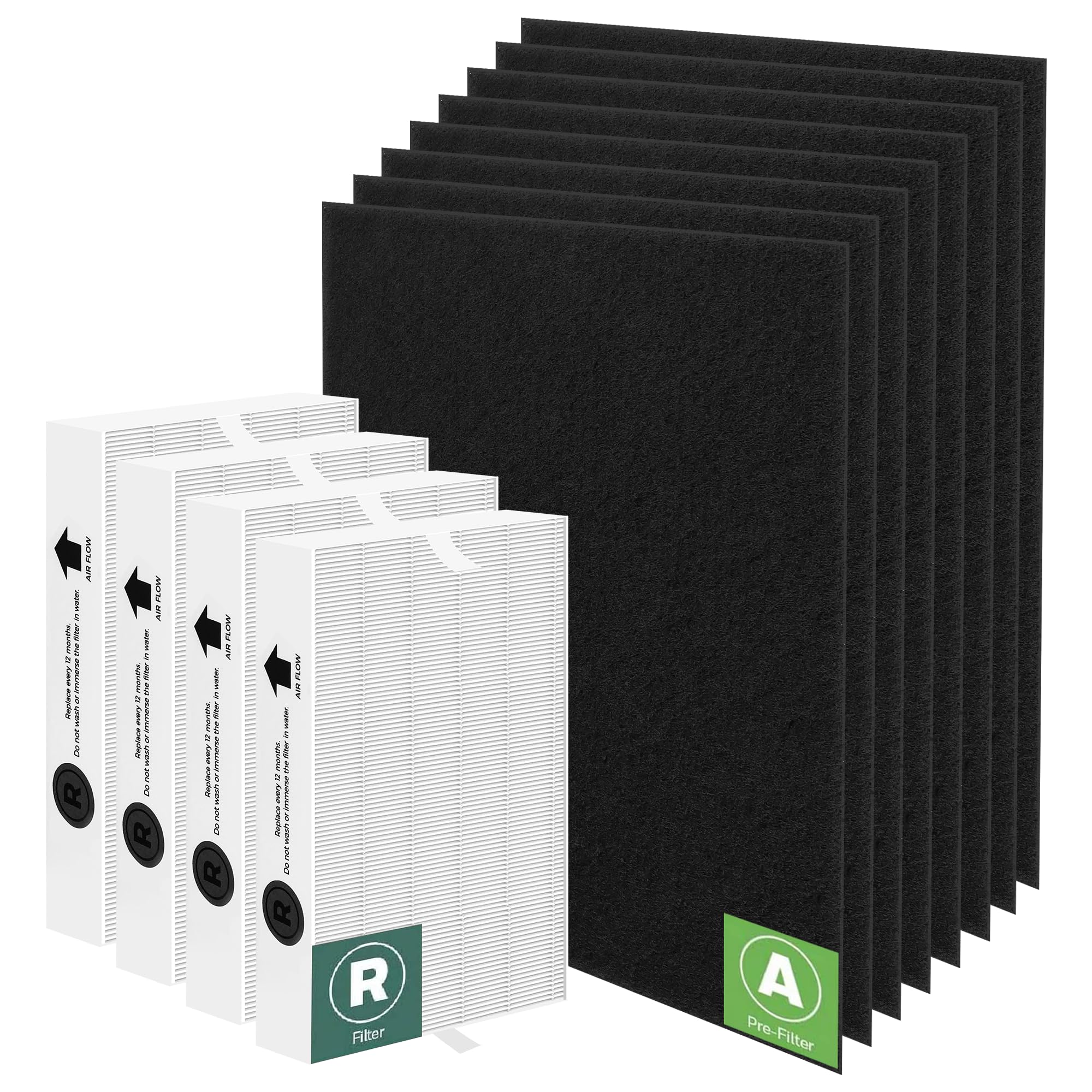 Filtri Di Ricambio HPA200 Per Purificatori Honeywell - 4 Filtri HEPA R E 8 Prefiltri A Carbone Attivo - Compatibili Con HPA200, HPA201, HA202, HPA204, HPA250, HPA5200