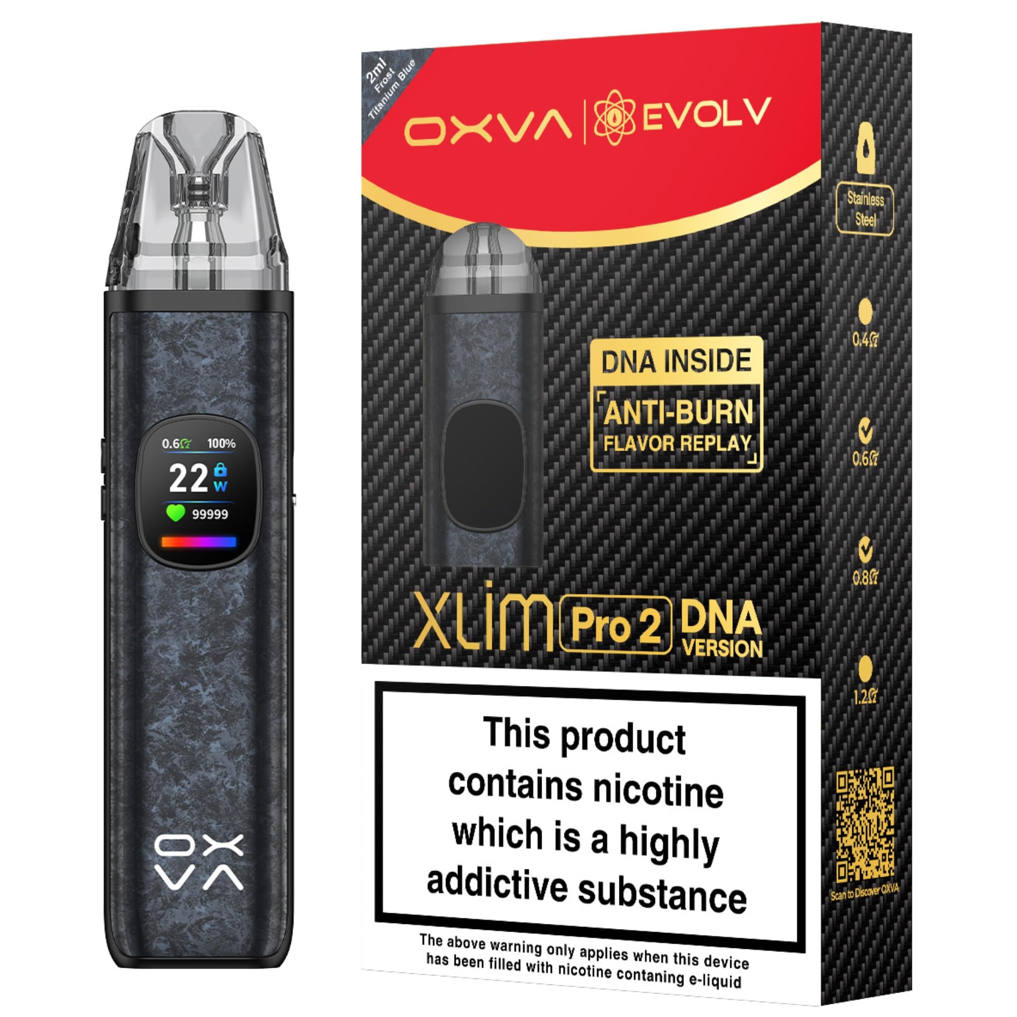 OXVA XLIM Pro 2 DNA Pod Vape Kit, 1300mAh Battery, Evolv DNA Chip Anti-Burn  &