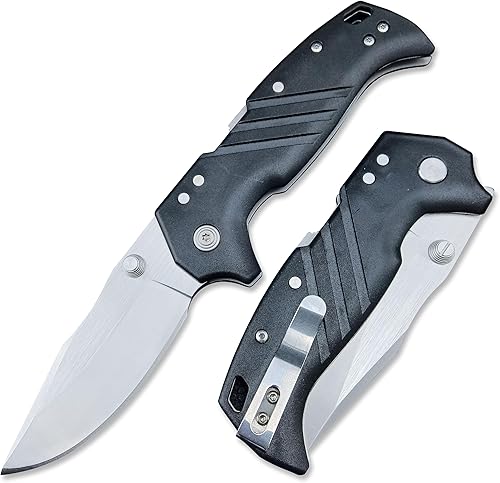 Engage ATLAS Lock - Cuchillo plegable de 3.5 pulgadas, hoja de punta de clip de dos tonos, mango negro G10, cuchillos de bolsillo afilados para