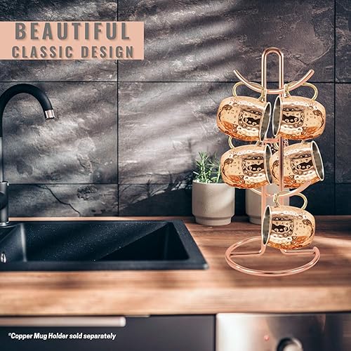 Miniatura 6 de Juego de 6 tazas de Moscow Mule de cobre con forro de acero inoxidable (18 onzas) con pajitas, jigger, cuchara y cepillo, interior de acero