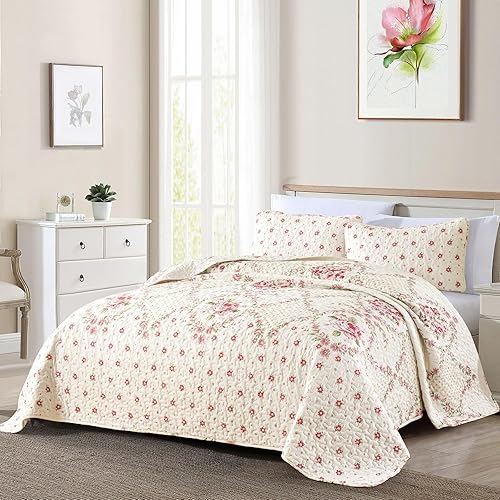 Miniatura 9 de Menghomeus Juego de edredón azul bohemio, tamaño Queen, colcha floral de retazos, juego de edredón reversible de microfibra suave, juego de cama de