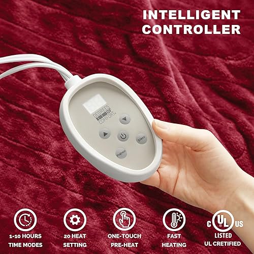 Miniatura 3 de Degrees of Comfort - Manta térmica avanzada de microfelpa para cama y sala de estar  Manta eléctrica lavable a máquina con apagado automático