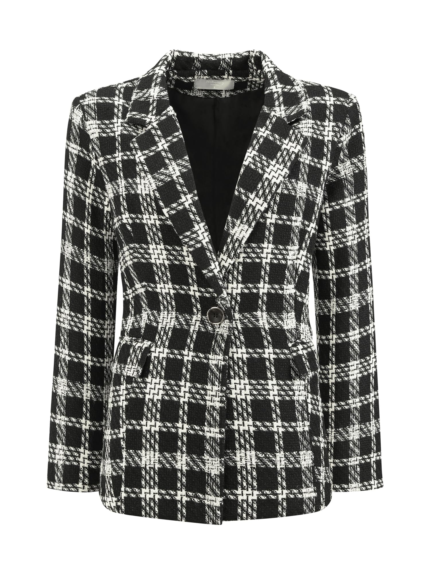 Womens Plaid Tartan Blazer Tweed Long Sleeve 2025 Business Casual Suit Jacket