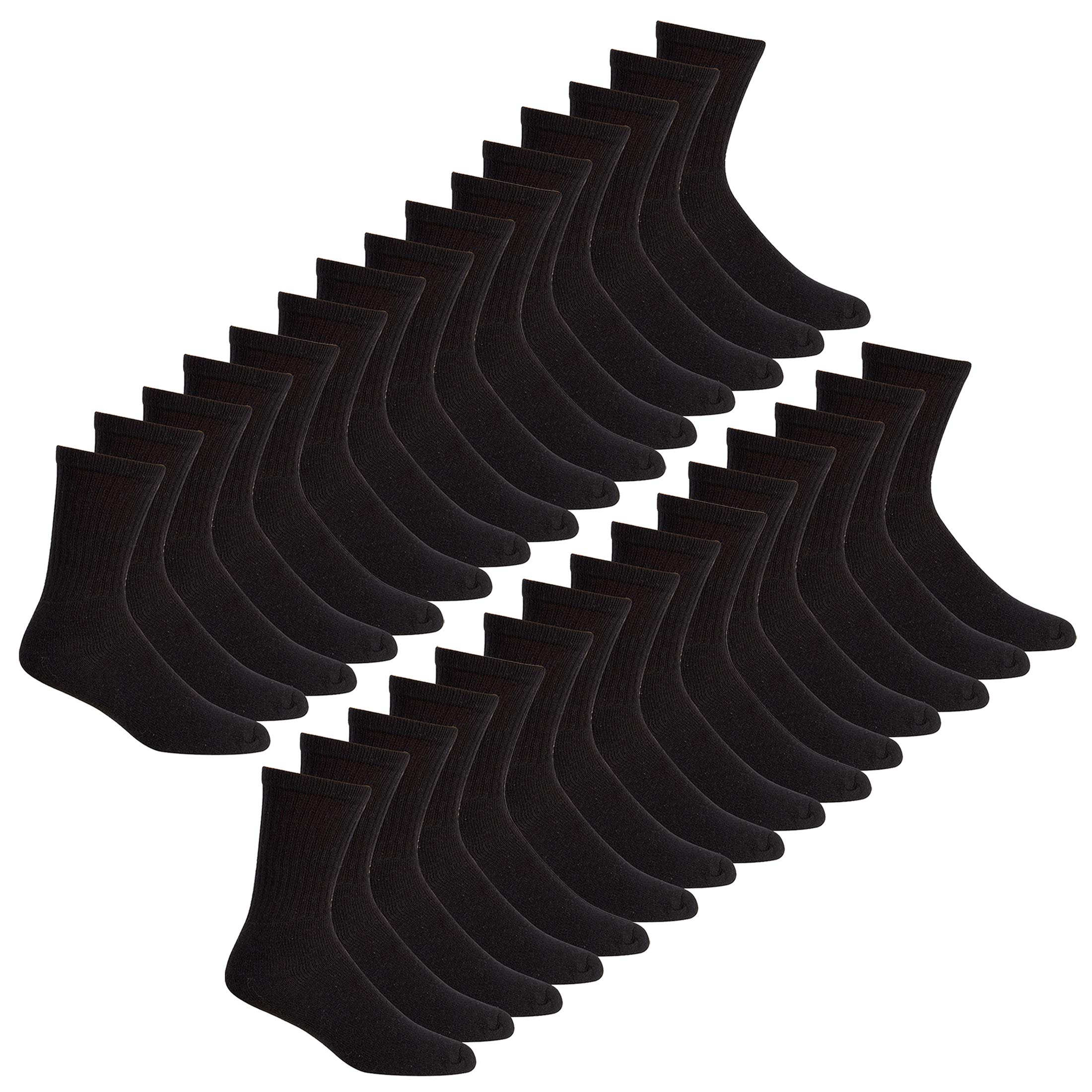 Metzuyan Men's Black (40 Pairs) 40 Pairs Cotton Rich Sports Socks Plain Black White Grey Size 6-11