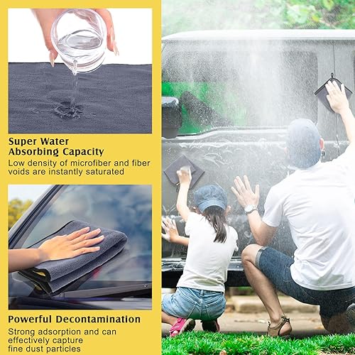 Miniatura 5 de Nuenen 20 toallas de limpieza de microfibra para automóviles de 800 GSM, paño de limpieza de microfibra de felpa gruesa, paño de limpieza para