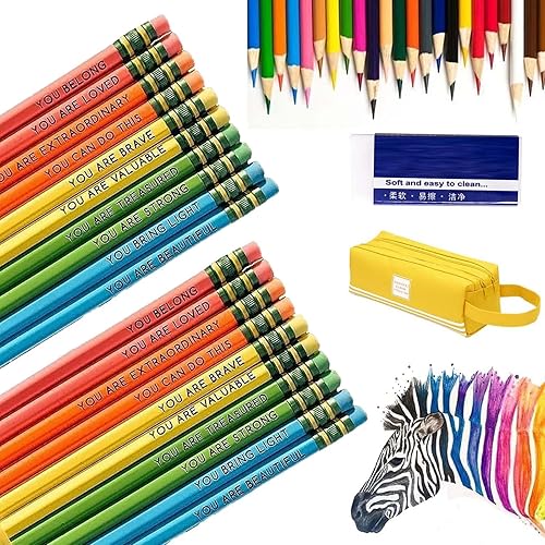 UIJKMN Juego de lápices de afirmación, lápices inspiradores, lápices motivacionales, lápices de madera de complemento inspirador personalizados con
