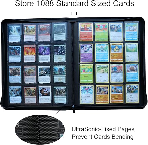 Miniatura 2 de GrinOwl - Carpeta de 16 bolsillos para tarjetas, se adapta a 1088 tarjetas intercambiables, más de 1000 bolsillos, carpeta de álbum de tarjetas