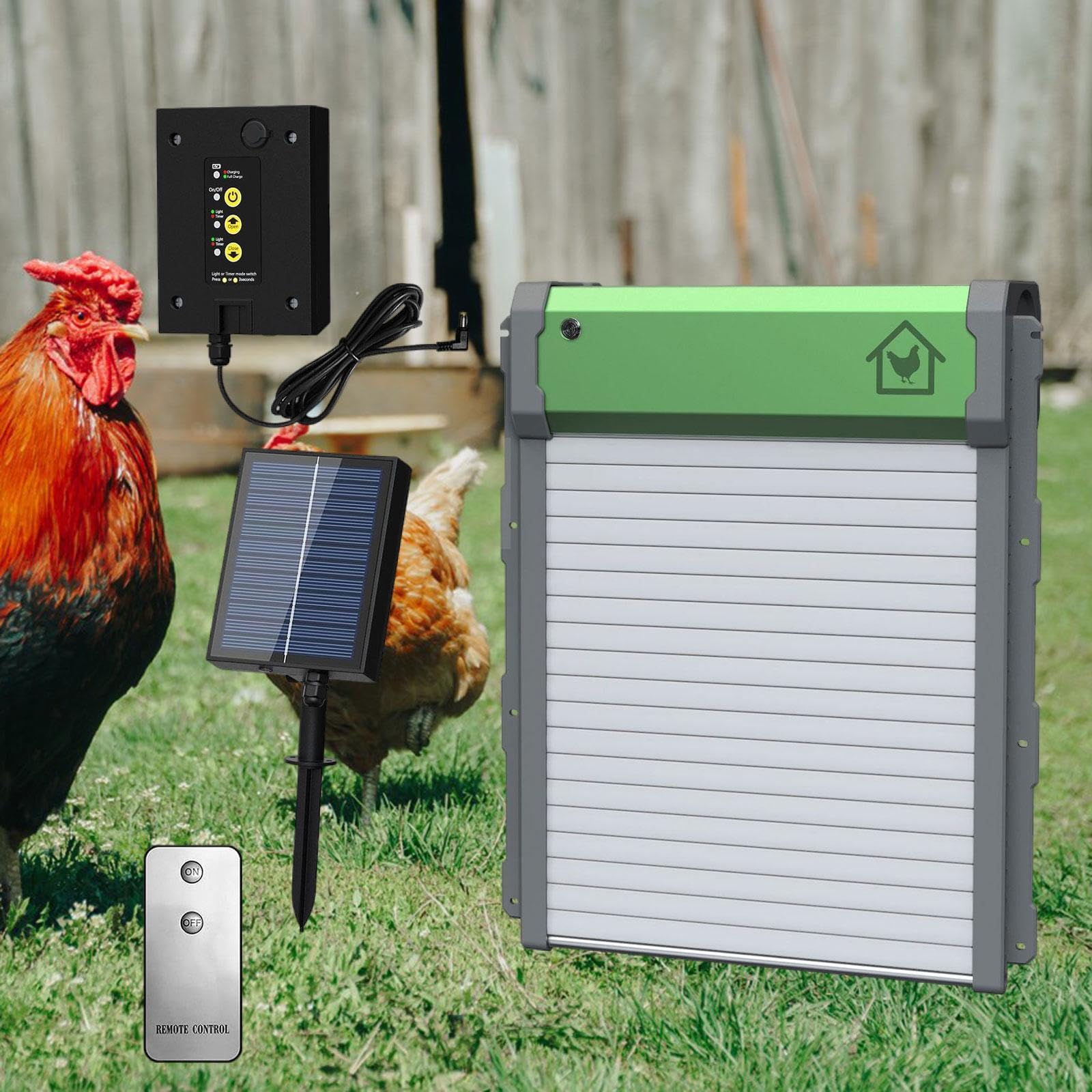 Porta automatica intelligente per pollaio con pannello di controllo e telecomando per massimizzare l'efficienza nella gestione degli allevamenti di polli Porta automatica