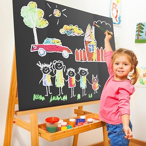 Miniatura 6 de Paquete de 2 tableros de póster triples de 36 x 48 pulgadas para presentación, cartón corrugado negro grande, triple, para ferias de ciencias,