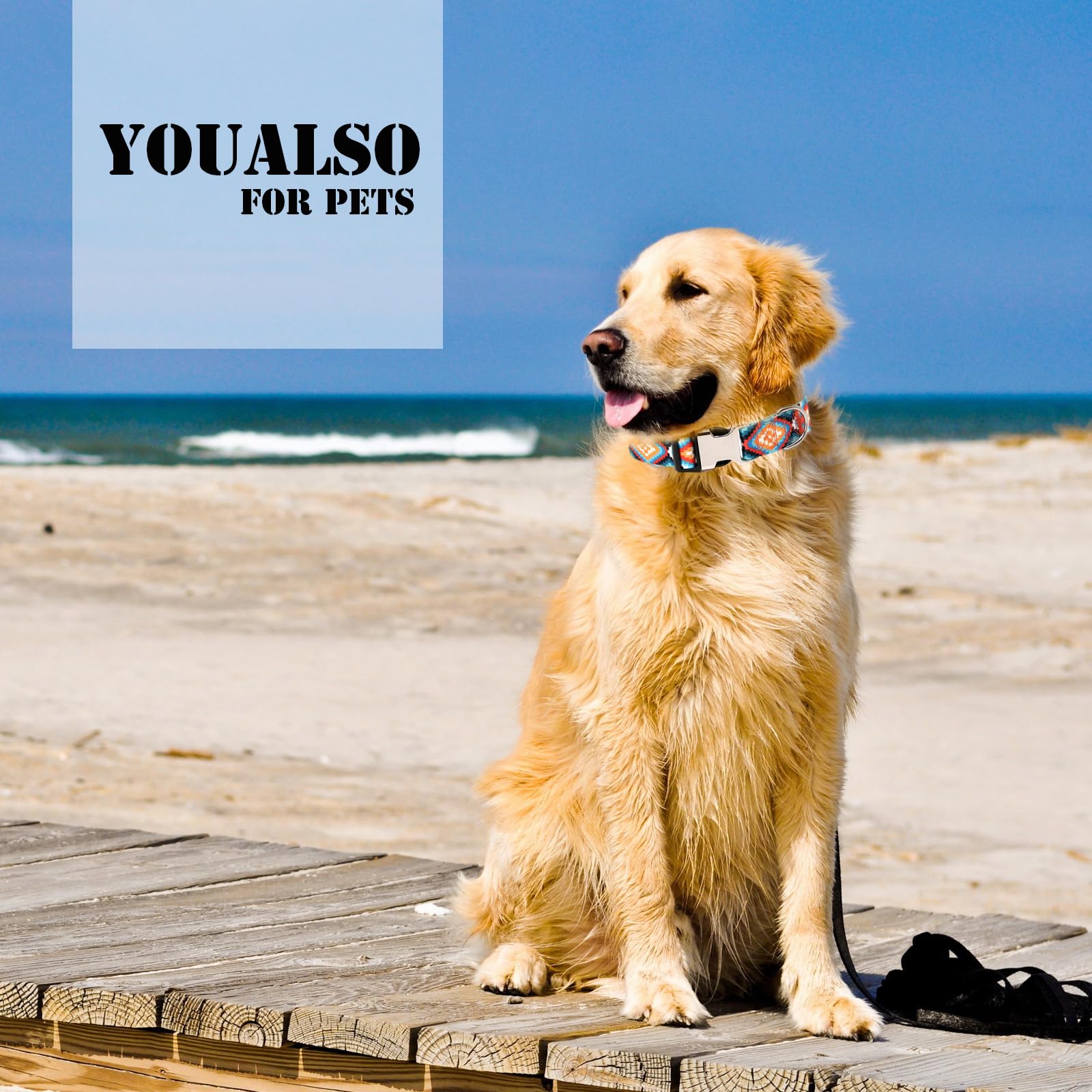 Boy Dog Collars for Large Dogs, Western Aztec Style Print Metal Buckle Quick Release Soft Durable Pet Collar Adjustable for Small Medium Large Male Dogs, Boho L