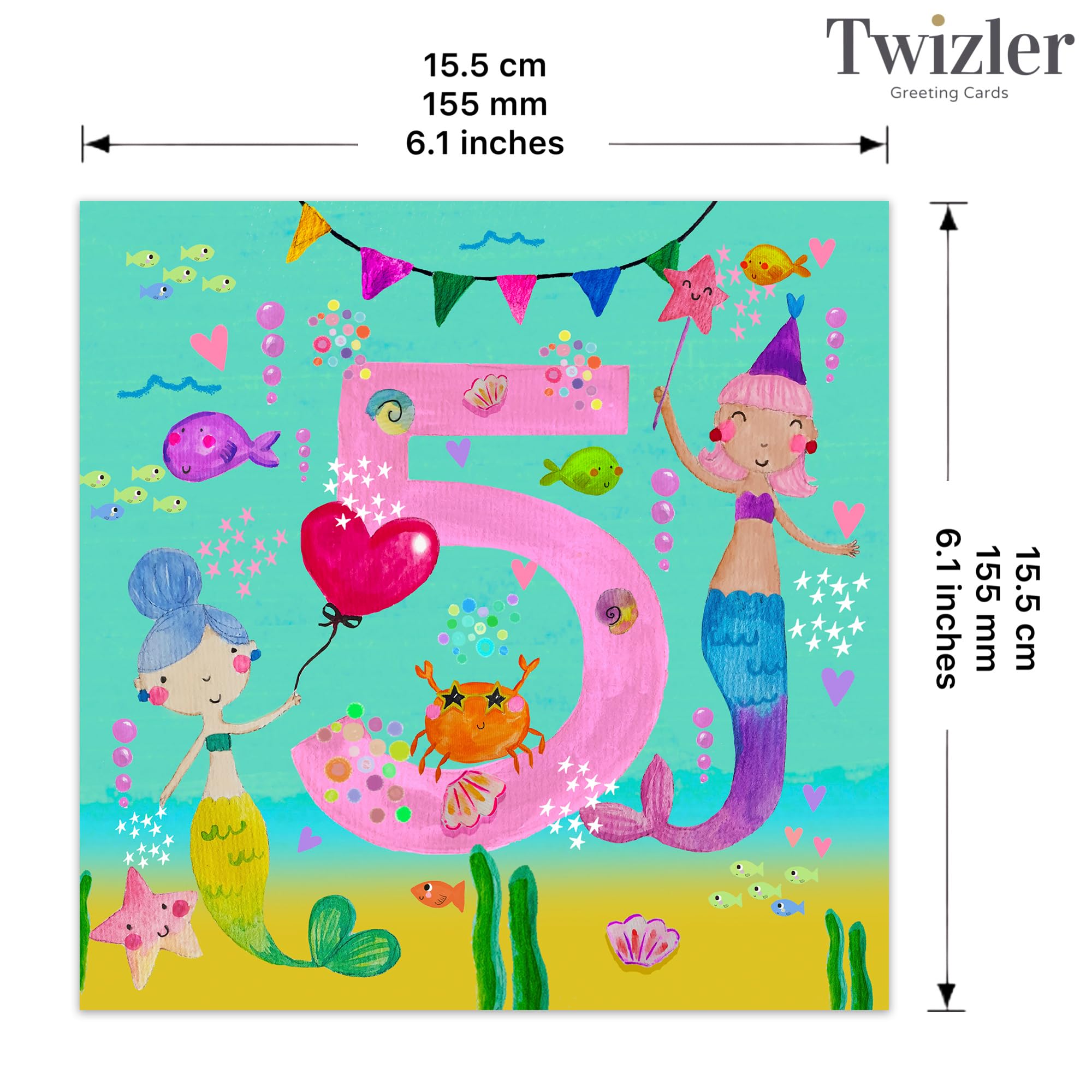 5th Birthday Card Twizler For Girls - Fairy Princess - Age 5 Years Old -  Kids Happy Birthday Card For Kids Birthday Card For 6 Year Old Girl, image size:2000x2000
