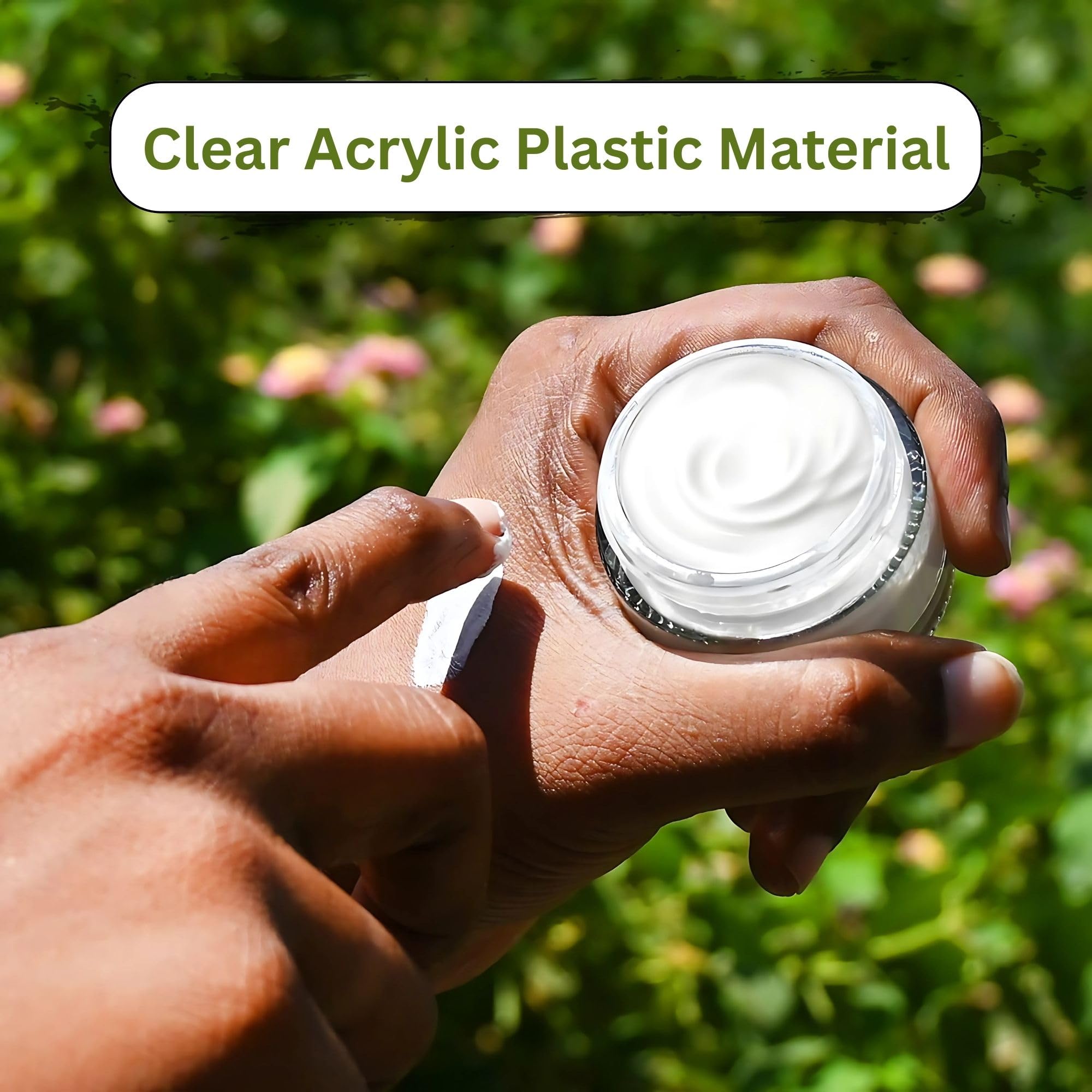 Hian Refillable Cosmetic Jars Pack of 6 (15GM, 3.8x2.5 CM) BPA-Free Acrylic Empty Cream Containers with Leakproof White Lids, Portable Mini Travel Pots for Lotion, Balm, Makeup, Skincare Storage 2