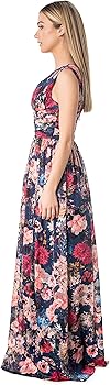 open lace back dress Dress the Population Womens Jaclyn Fit and Flare Maxi Special Occasion,  Navy Multi, X-Small US at Amazon Women's Clothing store