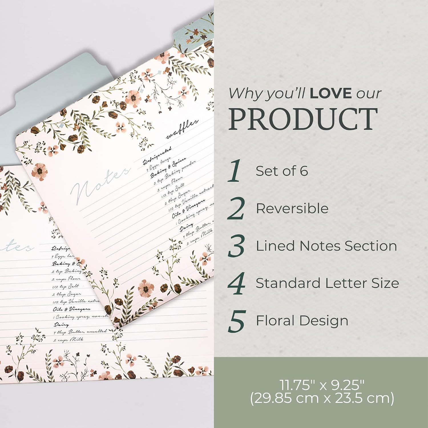 Steel Mill & Co. Set of 6 File Folders, Woodland Floral image 3