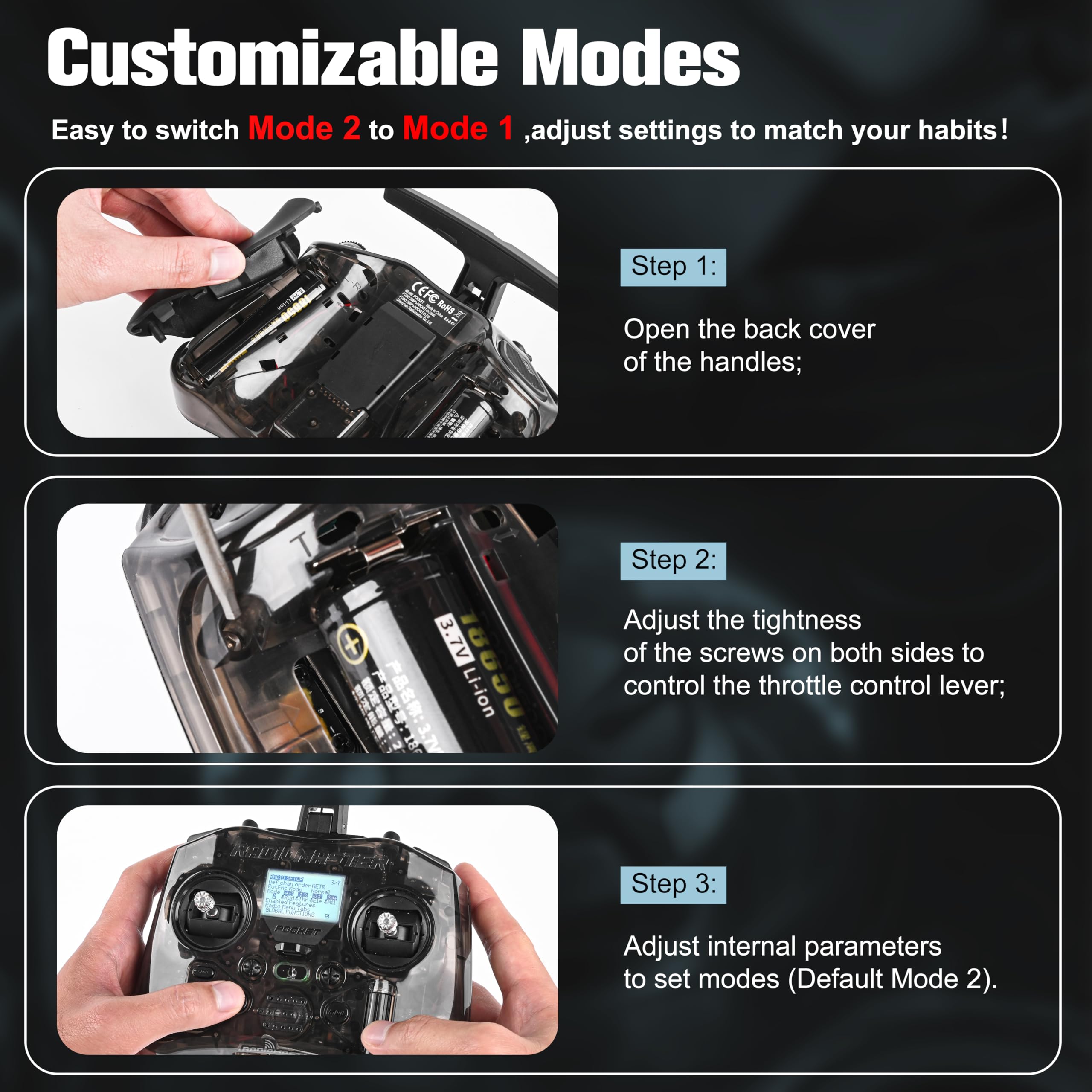 Radiomaster Pocket ELRS Remote Controller Portable Hall Gimbal EdgeTX Transmitter with LED Light for FPV Drone/RC Helicopter&Car Boats&Multirotor (Black)