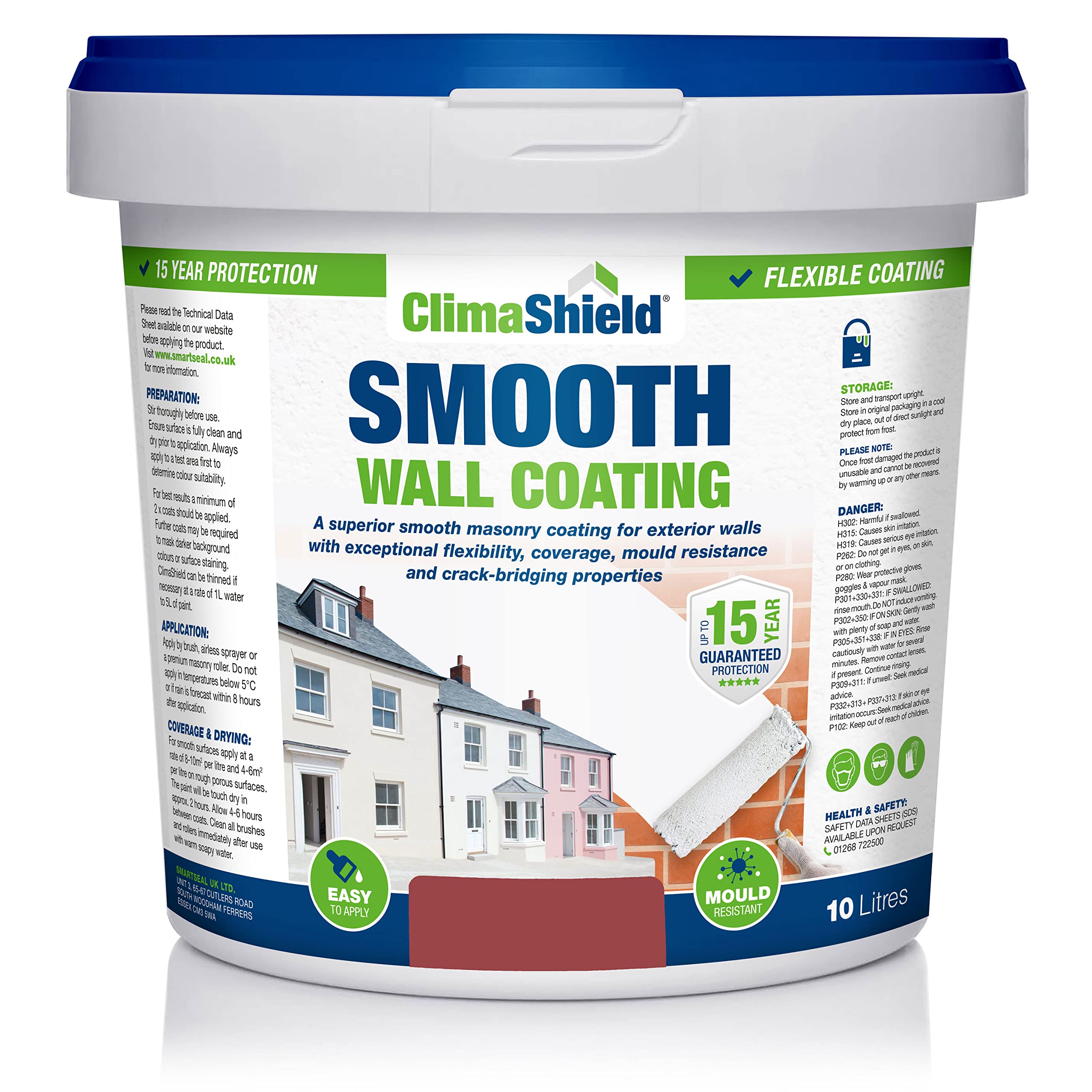 ClimaShield Wall Coating Smooth - Brick Red, 10L - Red Masonry Paint & Durable Acrylic Paint for Walls to Waterproof & Protect Brick, Render, Cement & Concrete. Lasts up to 15 years — image 1