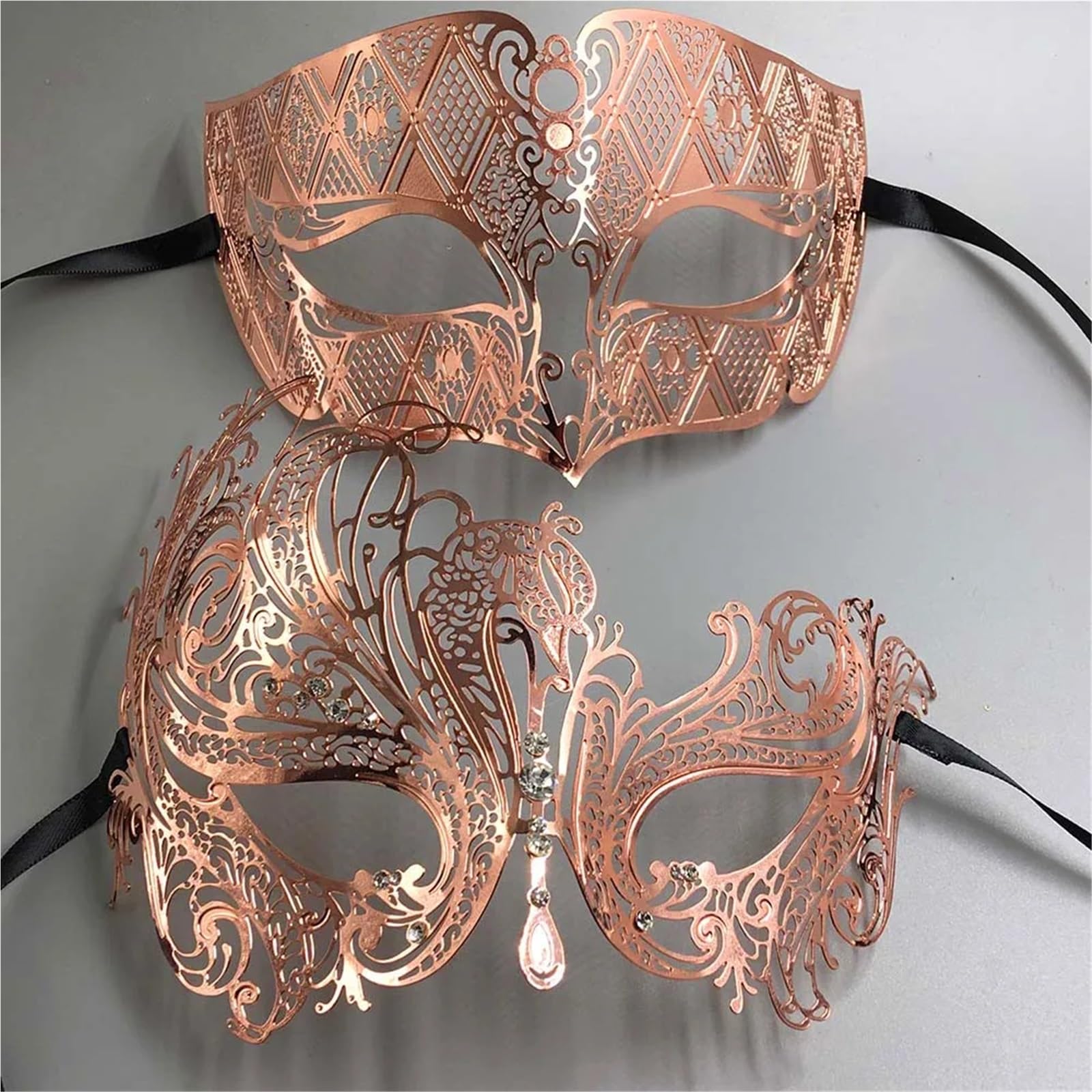 Masque De Mascarade 2 pièces en métal filigrane Couple masque de fête vénitien bal mariage mascarade Costume Masker ensemble