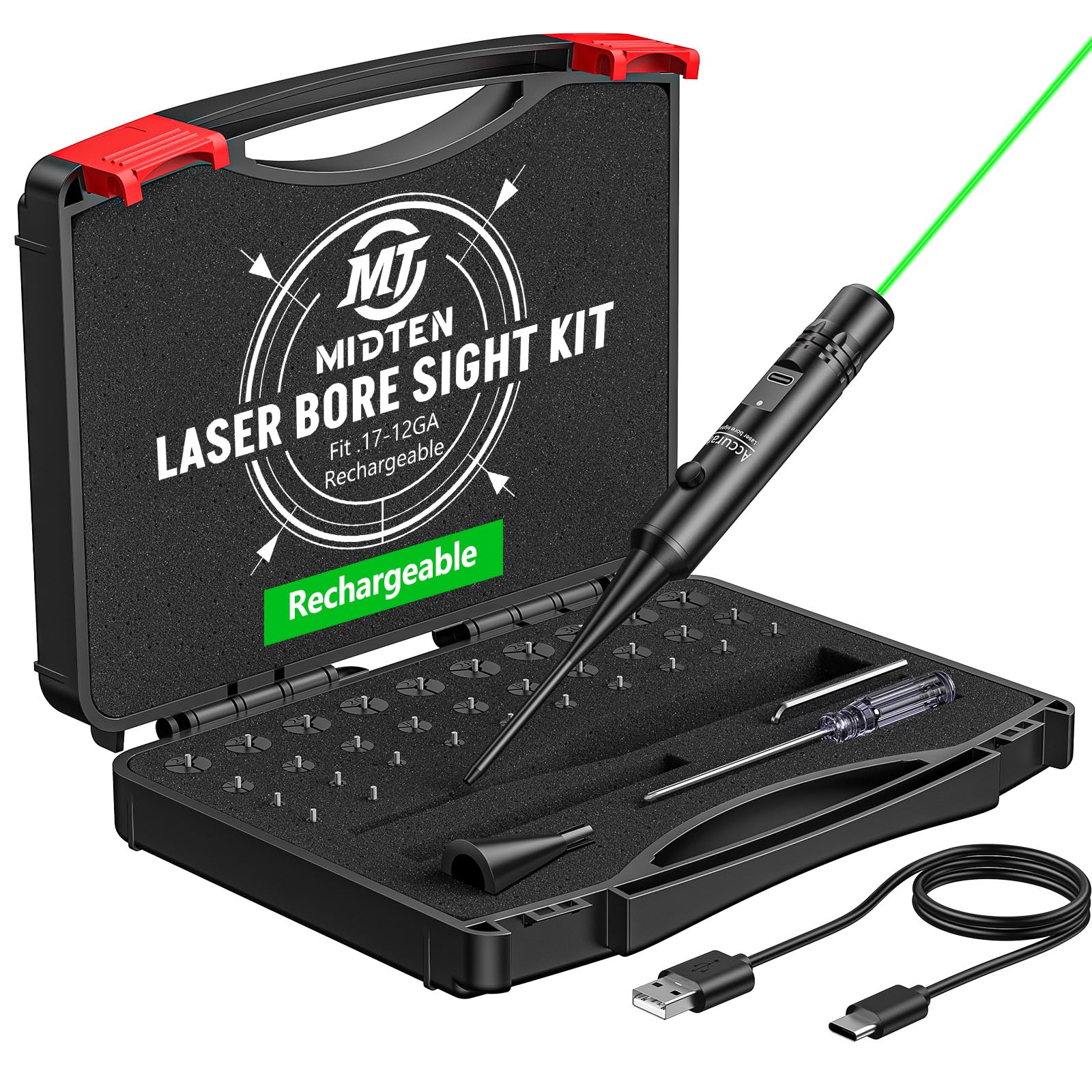 MidTen Rechargeable Laser Bore Sight Kit, Professional Bore Sight Laser