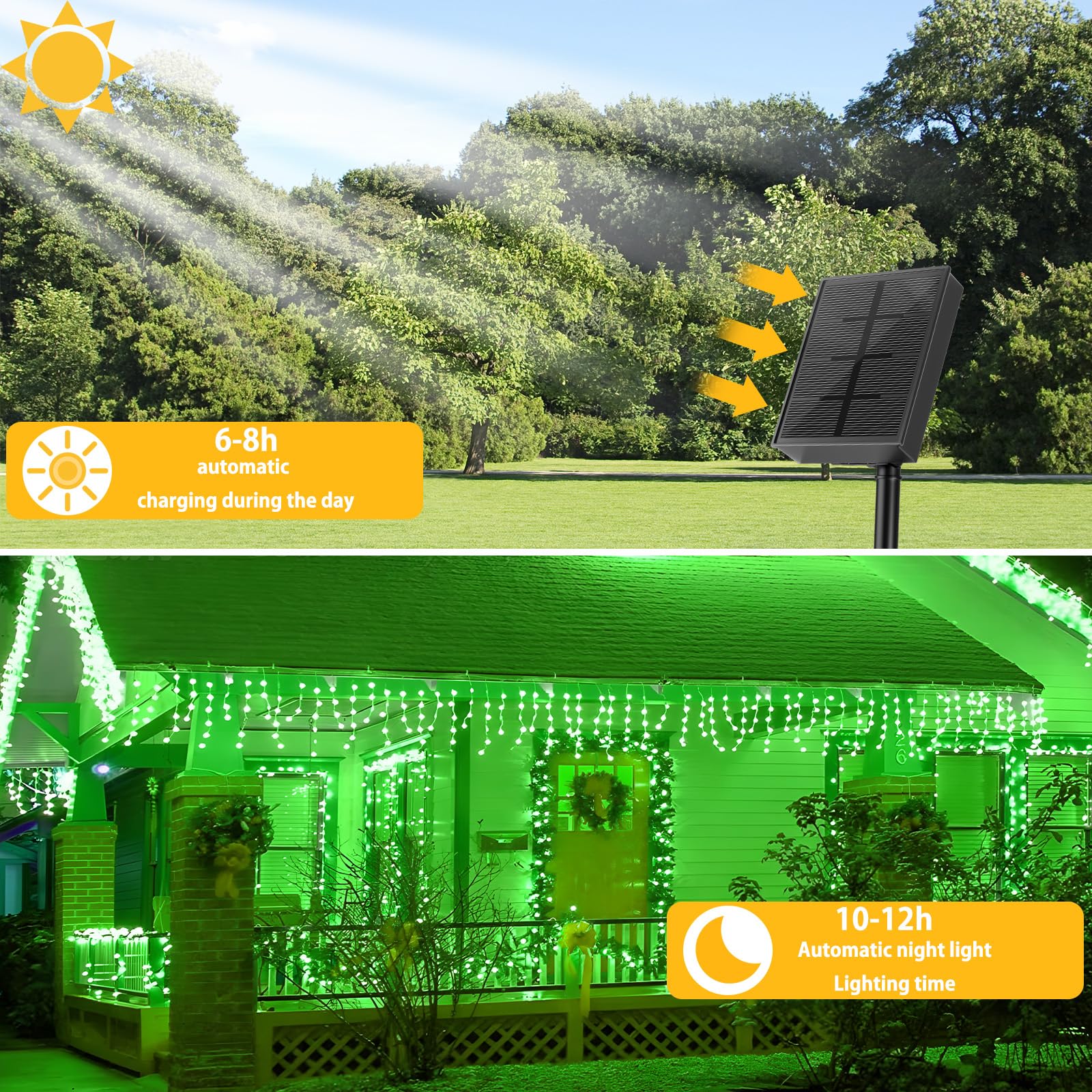 SOLARBABY 2 Pezzi Catena di Luci Solari per Esterni, Catena Luminosa Esterno Solare, 20M 200LED Luci Solari da Giardino 8 Modalità Luce Esterno Decorazioni per Giardino,Natale,Matrimonio-Verde