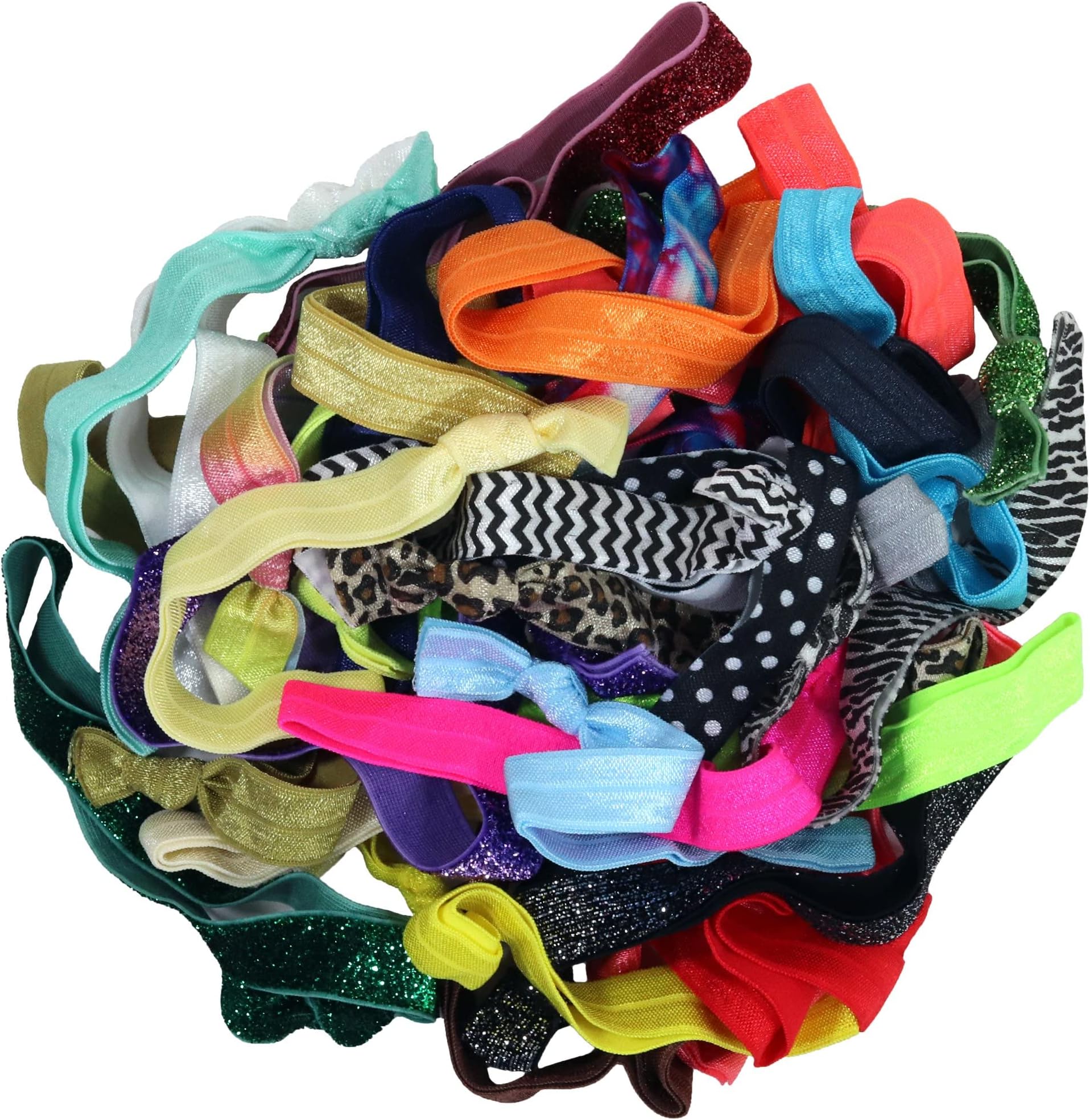 Elastic HEADBANDS (Available in LOTS of COLORS) No crease Knotted Ouchless HEADBAND or Stretchy hair ties (Grab Bag) - (Pack of 25)