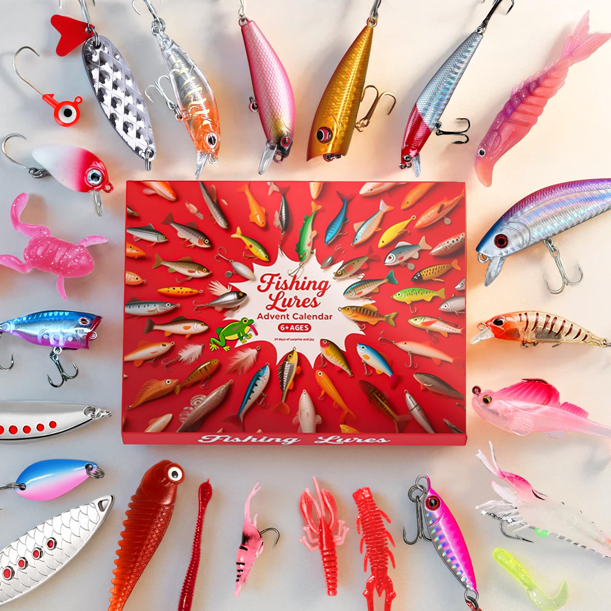 Rubypop Fishing Lure Advent Calendar 2025-24 Days Christmas Countdown Fish Tackle Set for Adult Man Teen Boys - Image 2