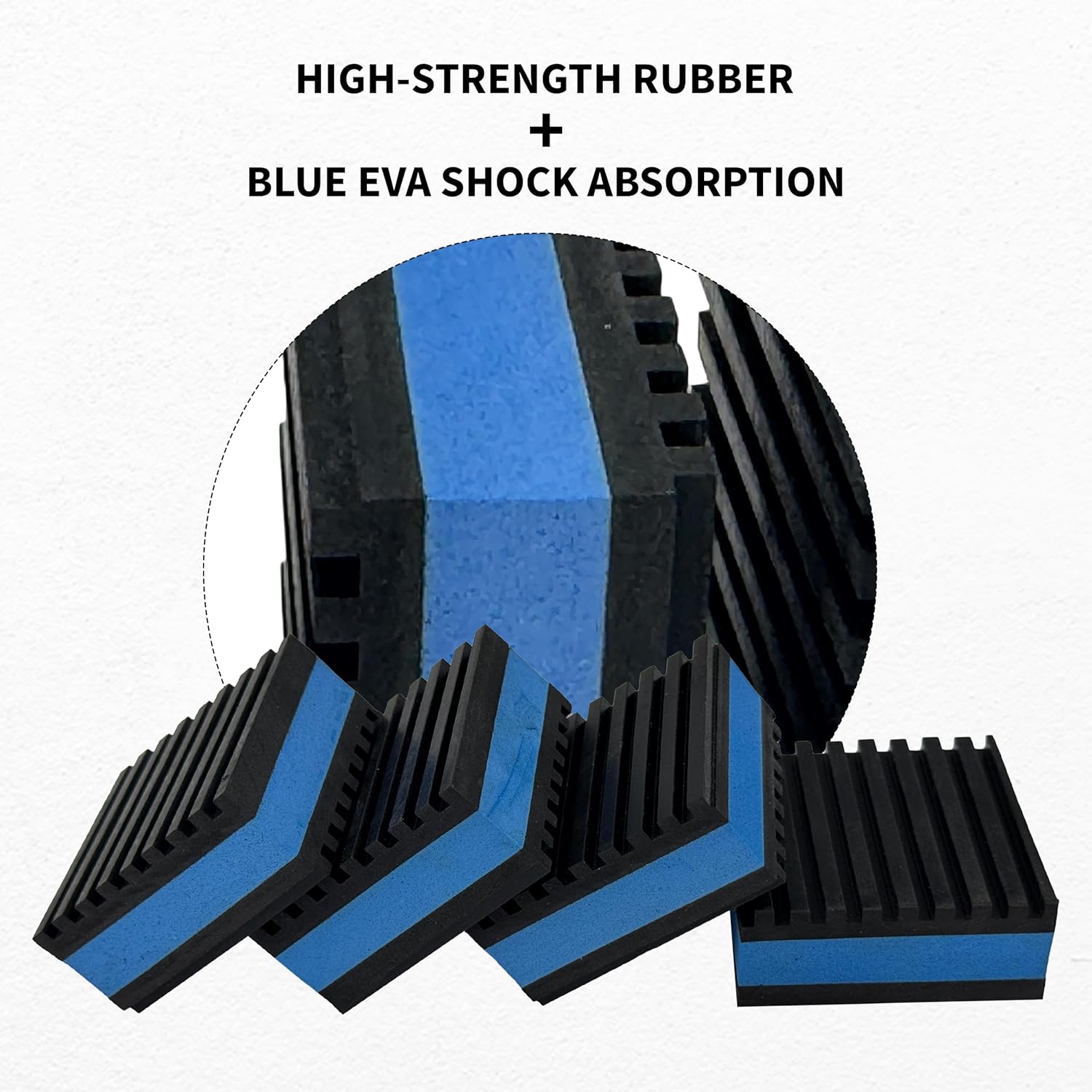 Rubber Anti-Vibration Isolator Pads – Heavy Duty Blue EVA Pads for Washing Machines, HVAC Compressors, Air Conditioners, Treadmills, Noise Reduction and Shock Absorption (4x4)