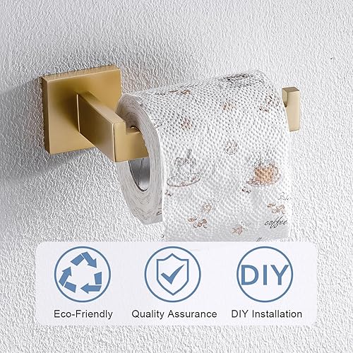 Miniatura 2 de TURS Tenedor de papel higiénico de oro cepillado Soporte de toalla de papel de montaje en pared Soporte de papel