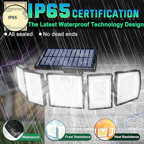 Miniatura 6 de Luces solares impermeables para exteriores, sensor de movimiento, 416 LED, 3000 lúmenes, súper brillante, 3 modos de brillo, 3 modos, 2400 mAh,