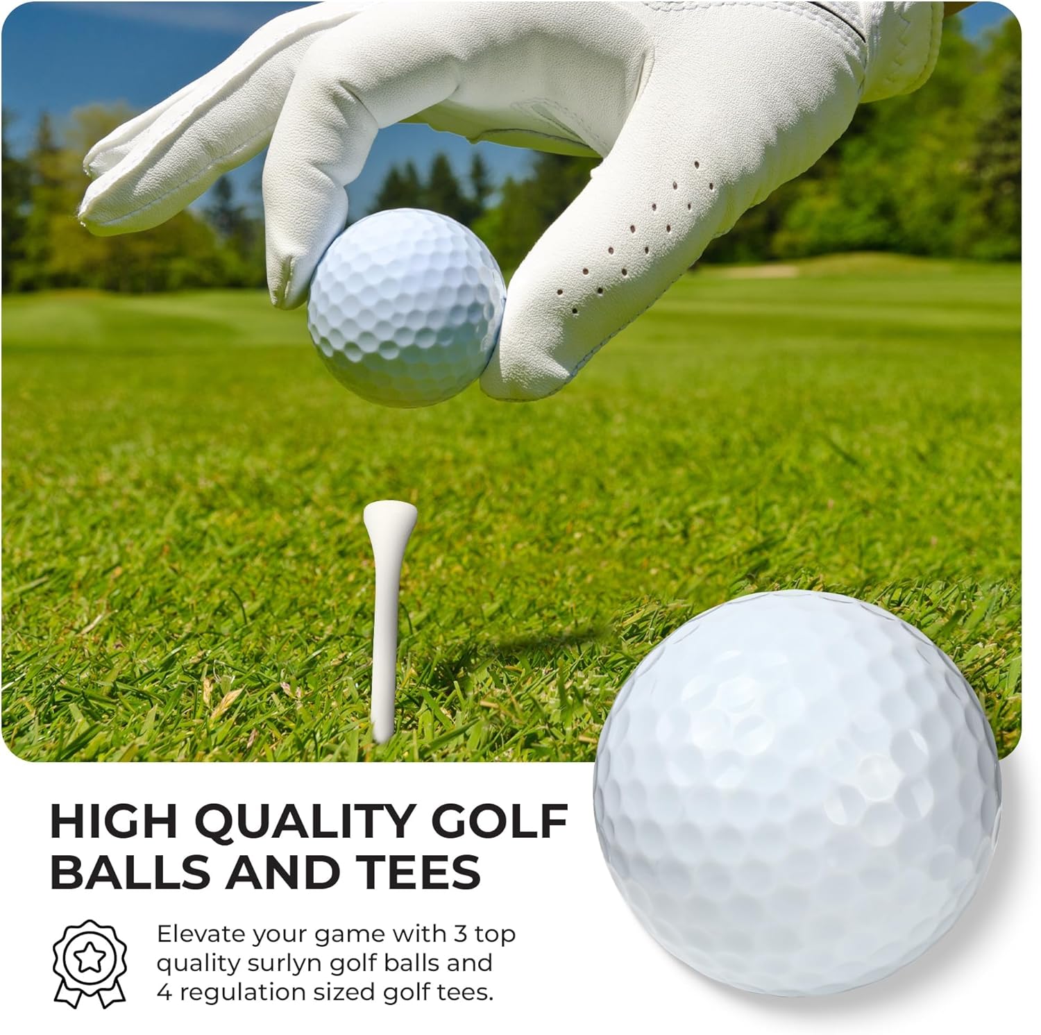 Christmas Golf Gift for Men and Women - Luxury Golf Accessories Set, Vegan Leather Case, 12 Golf Balls, Tees, Divot Tool Knife & Bag with Hook - Perfect Stocking Stuffer - Image 5